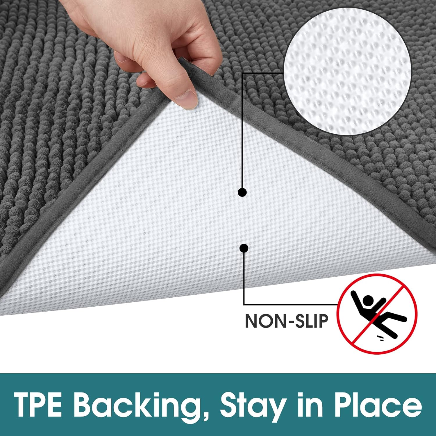 HOMEIDEAS Tapete de felpilla absorbente para interiores, tapete de goma de perfil bajo para entrada, patas de perro fangosas, lavable de bienvenida