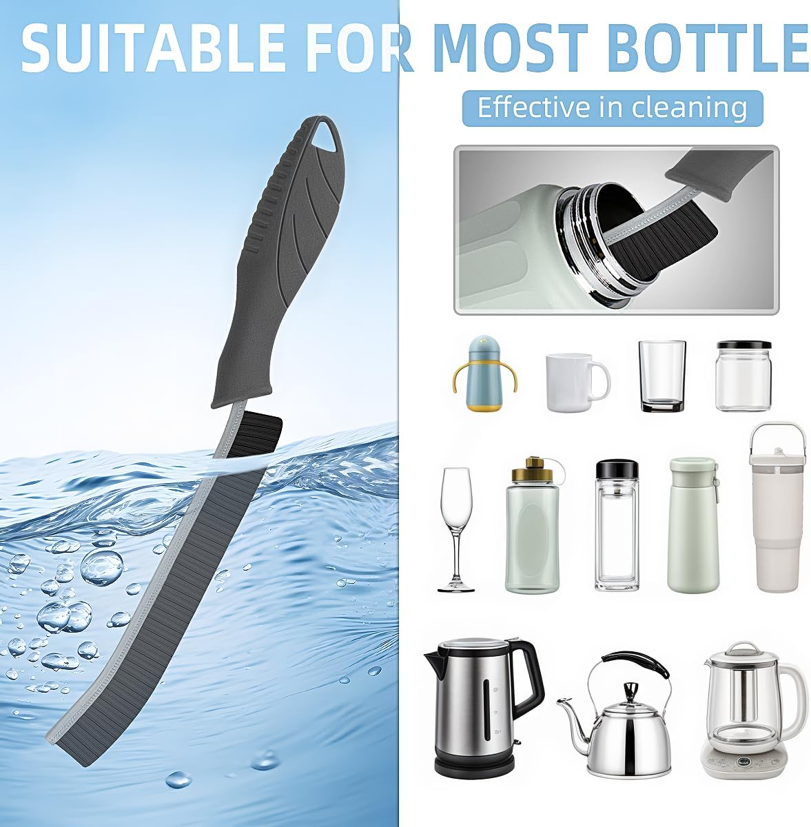 Cepillo limpiador de botellas de agua, cepillo limpiador de tubos, cepillos de limpieza pequeños para espacios reducidos, cepillos de limpieza para