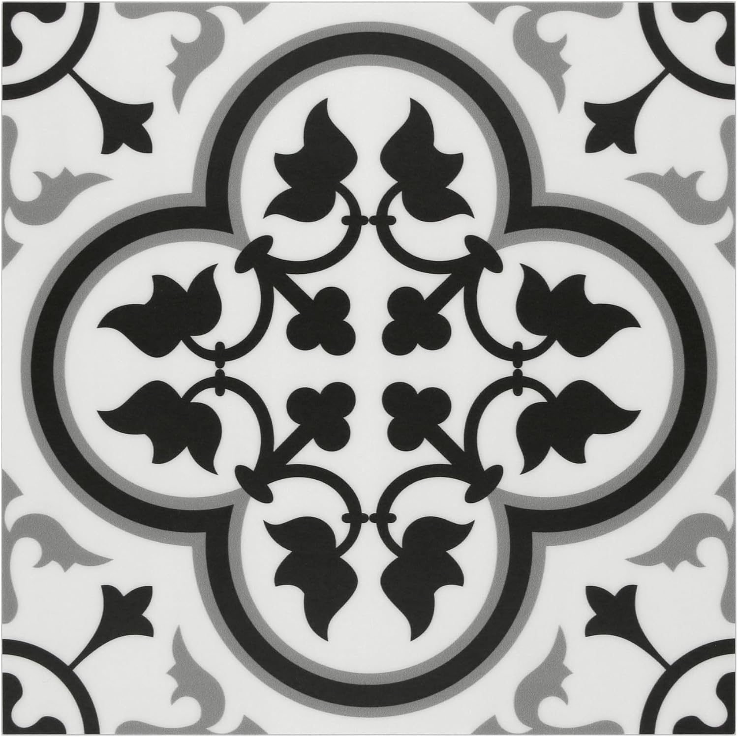 Azulejo de suelo y pared para baño y cocina. Azulejo autoadhesivo de vinilo SPC. Azulejo de salpicaduras de lechada con estampado encáustico blanco