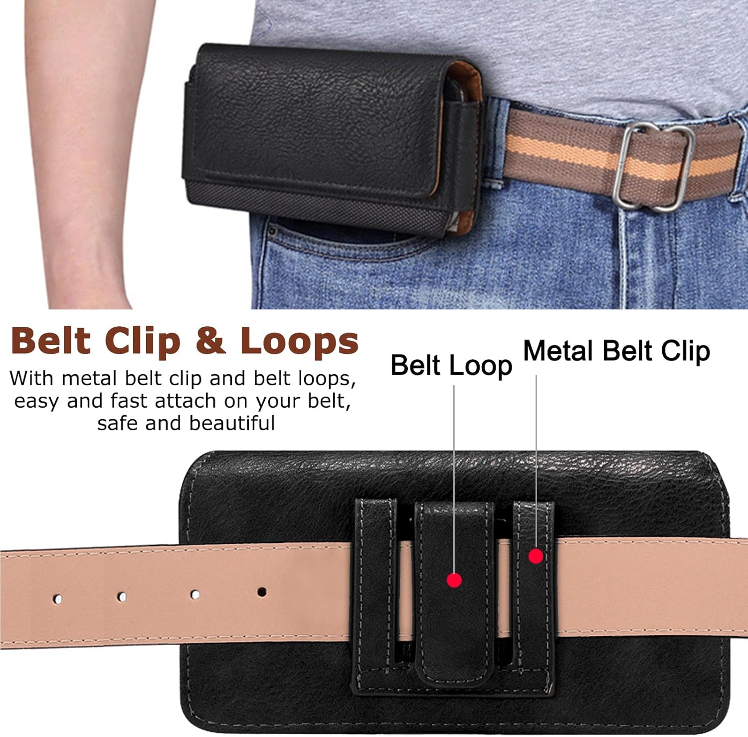 Funda para teléfono Samsung Galaxy Z Fold 5 4 3OnePlus Open 2023 con clip para cinturón y bucle de cuero, funda clásica de piel sintética Z Fold 5,