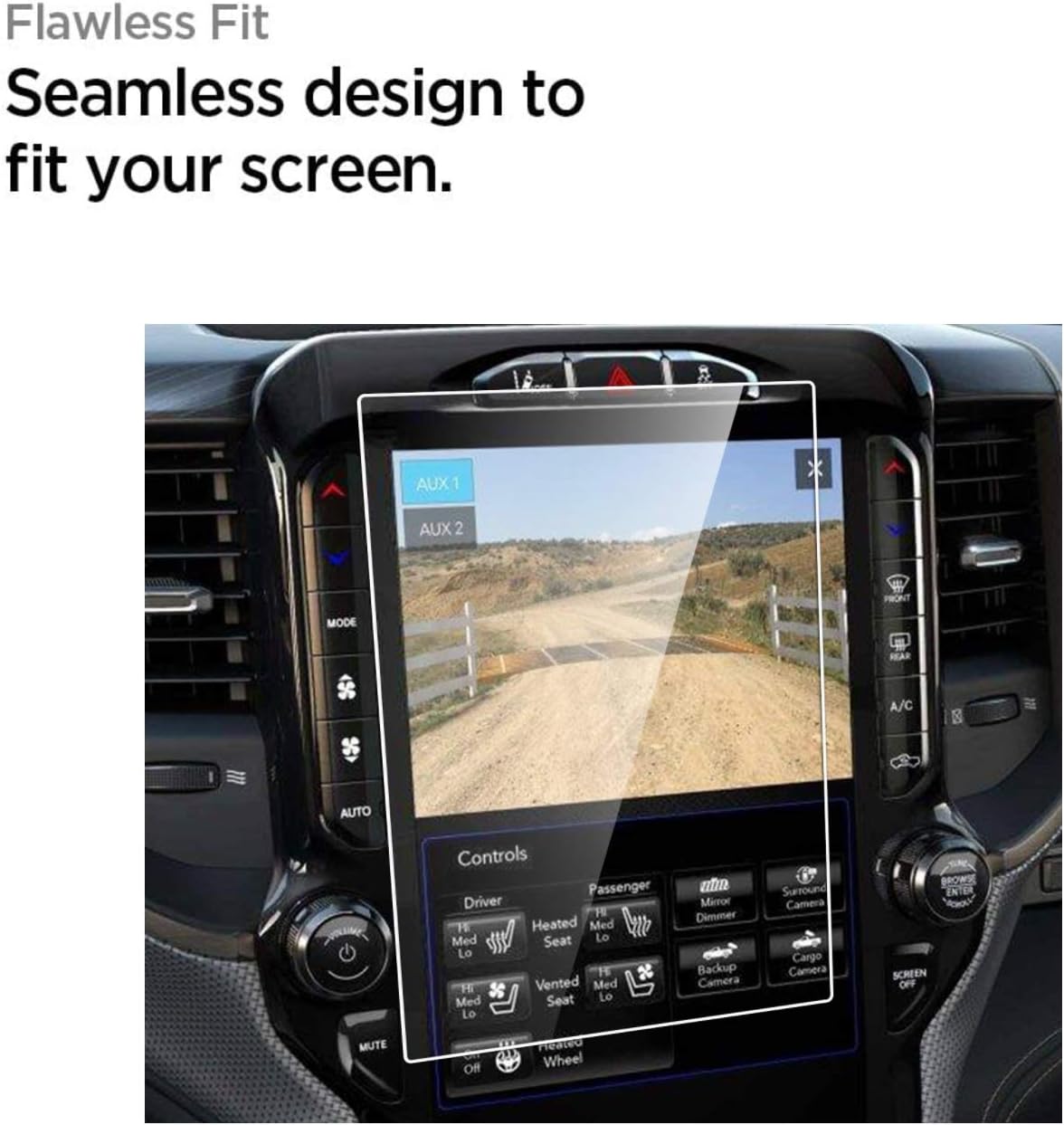 Protector de pantalla de vidrio templado compatible con Dodge Ram 2019 2020, antiarañazos, resistente a los golpes, transparente HD, protege la