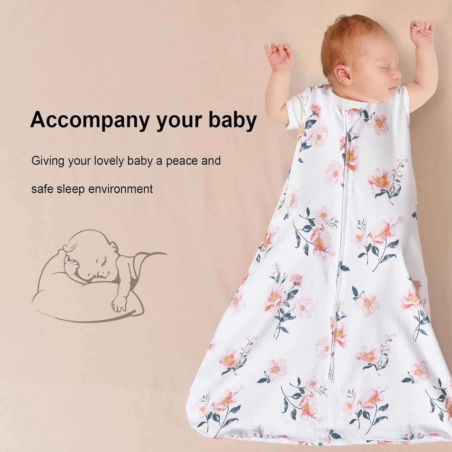 PHF Saco de dormir para bebé 100% algodón, con cremallera de 2 vías, saco de dormir TOG 0.5 de 12 a 18 meses, paquete de 2 sacos de dormir suaves
