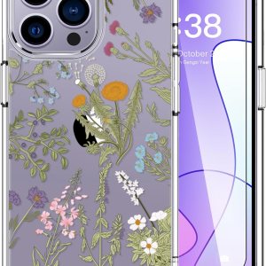 LUHOURI Funda para iPhone 15 Pro con protector de pantalla – Funda duradera transparente – Diseños de moda para mujeres y niñas – Funda protectora LUHOURI Funda para iPhone 15 Pro con protector de pantalla – Funda duradera transparente – Diseños de moda para mujeres y niñas – Funda protectora
