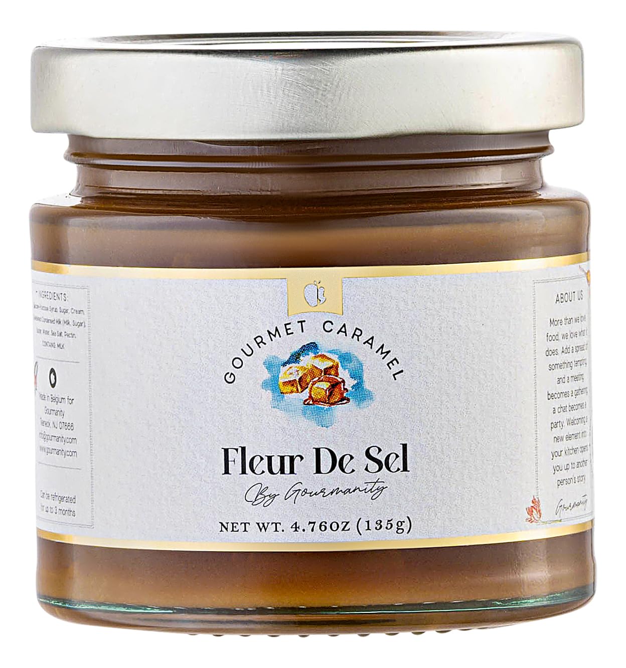 Gourmanity Juego de regalo de salsa de caramelo, auténtico caramelo salado, caramelo de avellana y chocolate belga, ingredientes para pasteles y