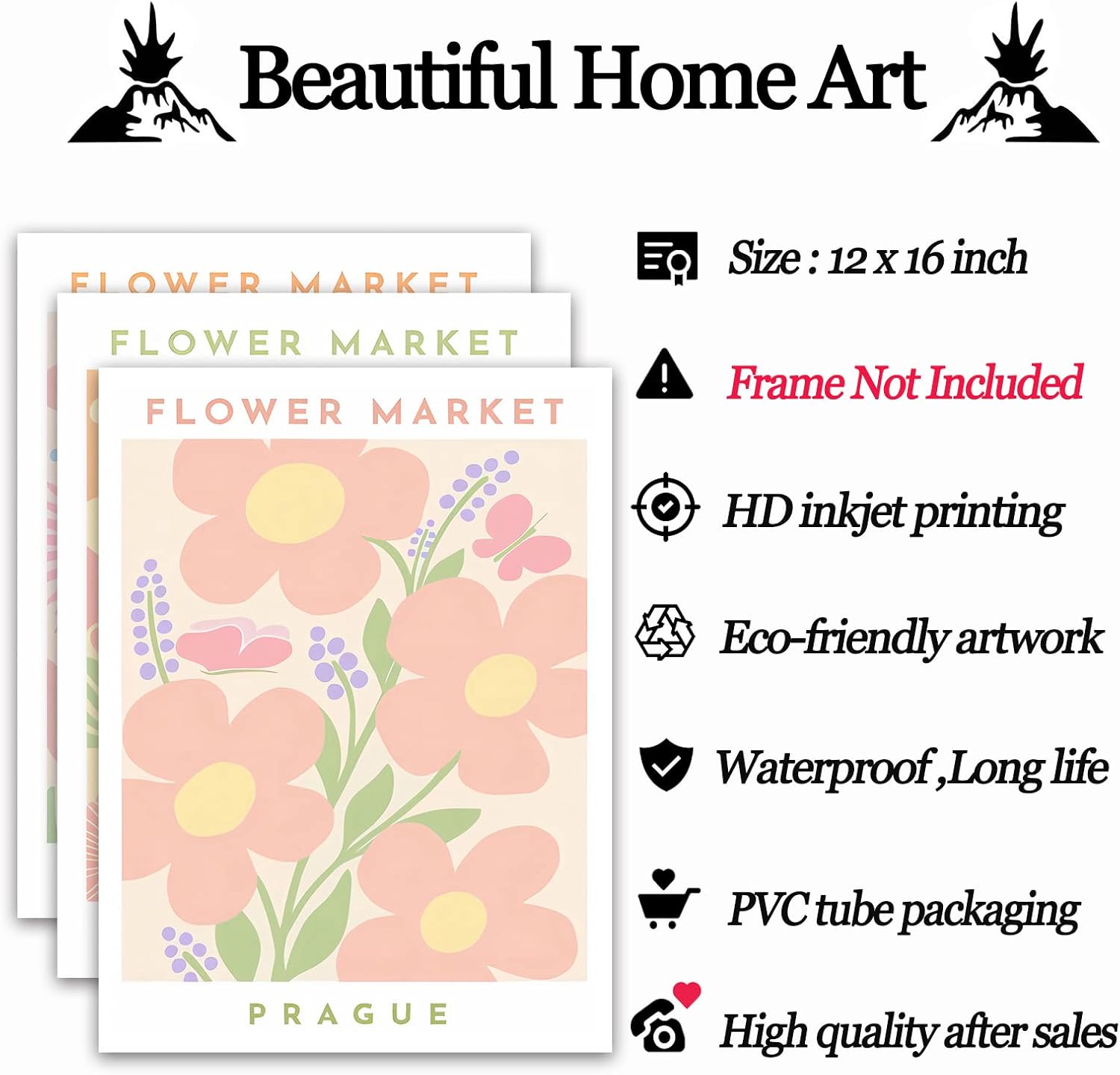 Póster estético del mercado de flores, póster estético en colores pastel danés, impresiones de galería rosa, pinturas de mercado de flores, póster