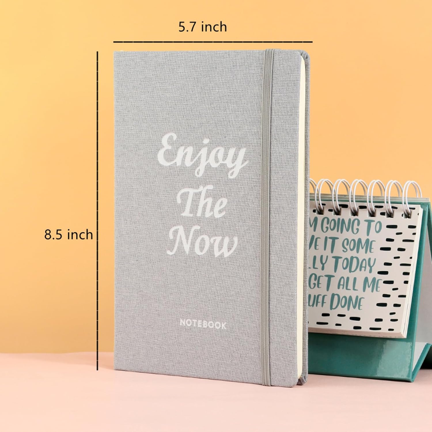 LLi Cufite Cuaderno rayado, 160 páginas, tamaño mediano de 5.7 x 8.5 pulgadas, papel grueso de 3.53 ozm, tapa dura de algodón (A5, gris)
