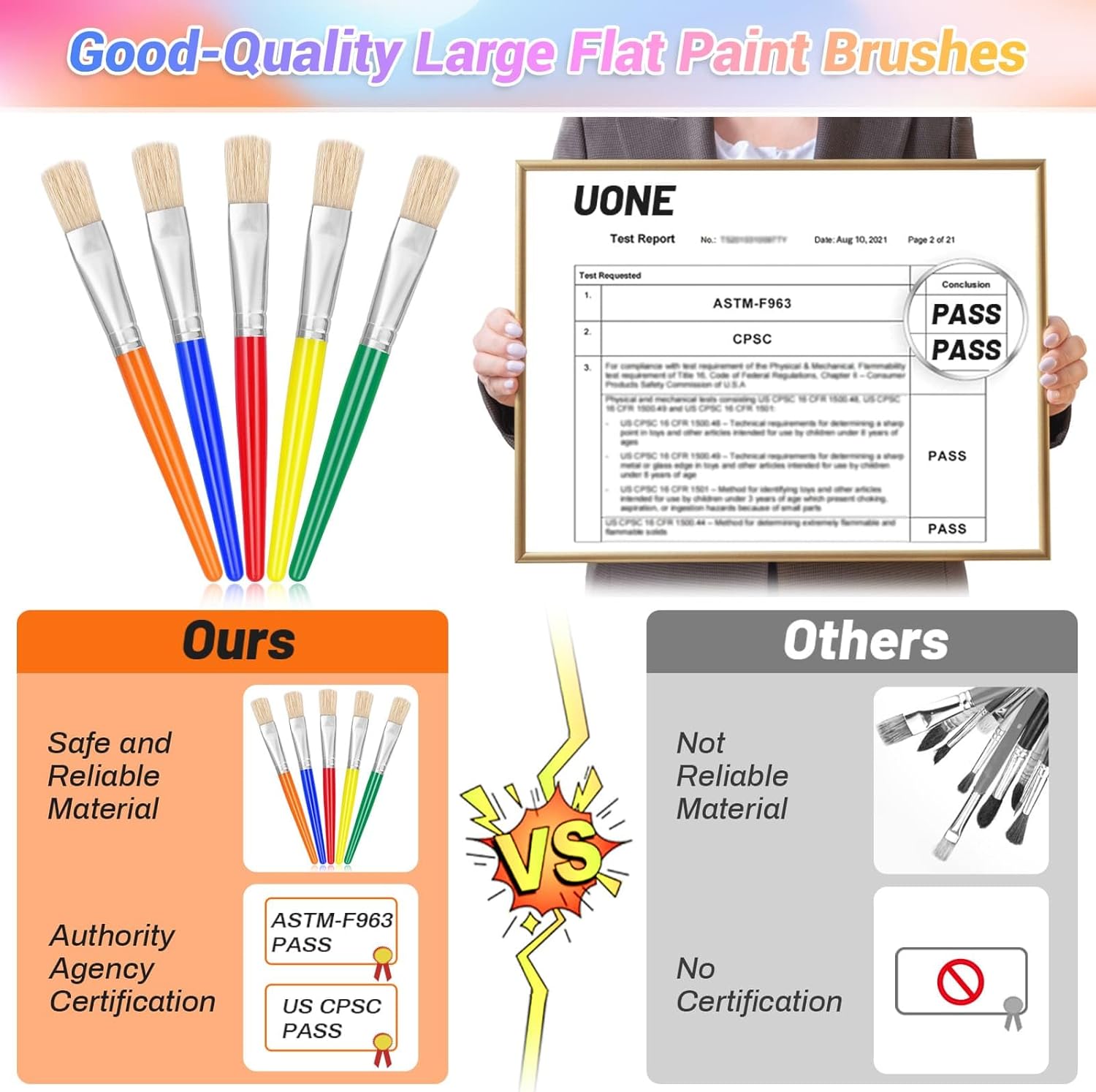 anezus – Juego de 30 pinceles de pintura con puntas planas, para niños pequeños, juego de pinceles de pintura para maestros de preescolar para