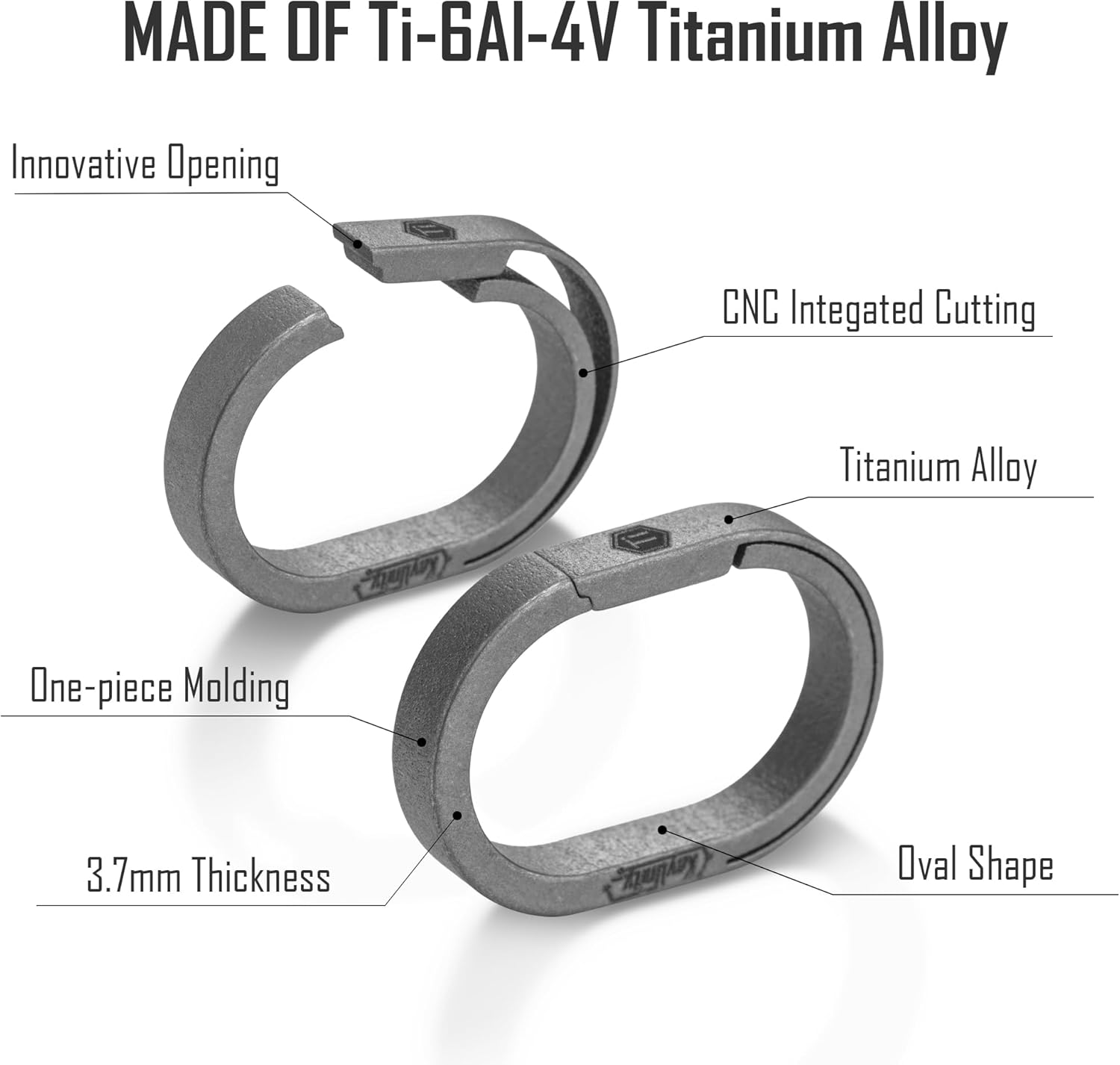 KeyUnity Mini Split Key Ring Quick Release Key Organizer, Titanium Carabiner Keychain Liner for Connecting Home Car Keys