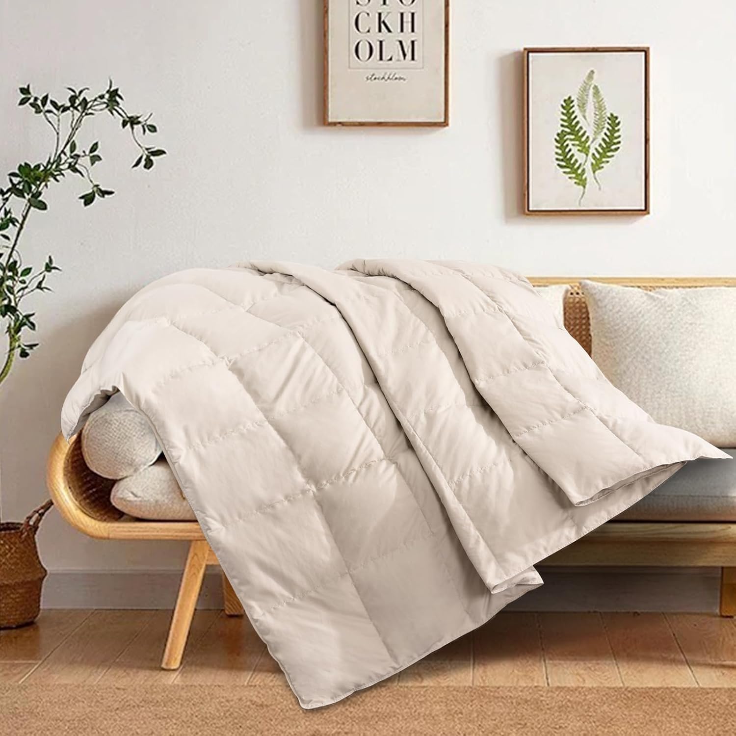 NEXHOME PRO Manta de plumón para sofá, manta suave y ligera, manta de plumas plegable para uso en interiores y exteriores, 50 x 70 pulgadas, caqui