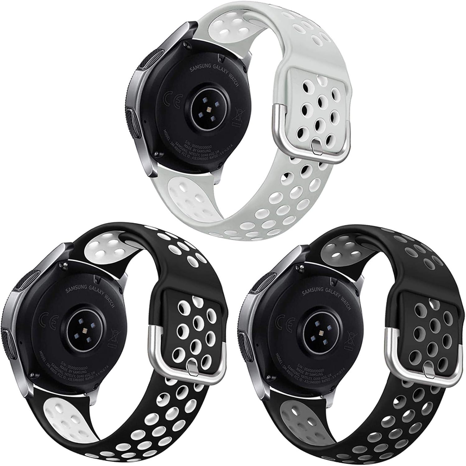 NAHAI – Paquete de 3 correas deportivas compatibles con Samsung Galaxy Watch de 1.61 pulgadasGear S3 Frontier para hombres y mujeres, correa de