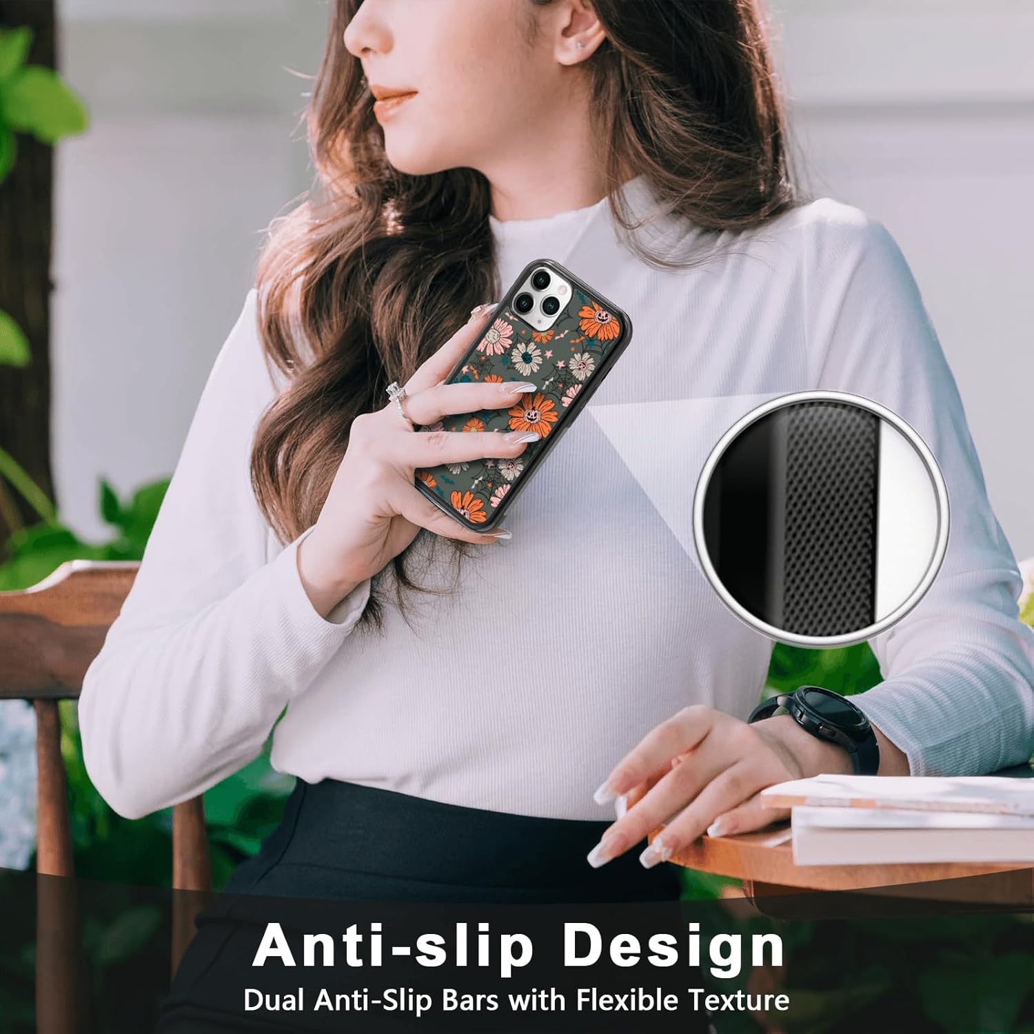 Funda para iPhone 11 Pro Max, funda protectora de poliuretano termoplástico (TPU) a prueba de golpes, diseño de cabeza de calabaza, diseño de araña,