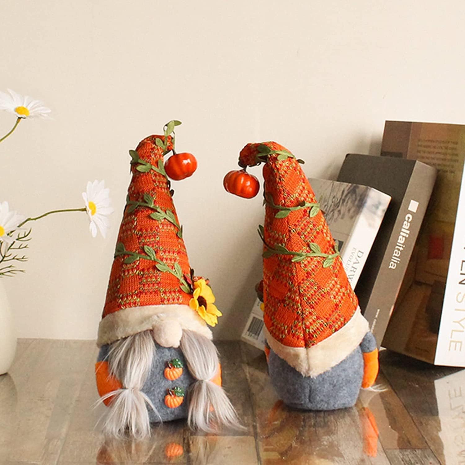 Decoraciones de otoño para el hogar, 2 gnomos de otoño para decoración del hogar con calabaza, decoraciones de otoño de Acción de Gracias, gnomos de