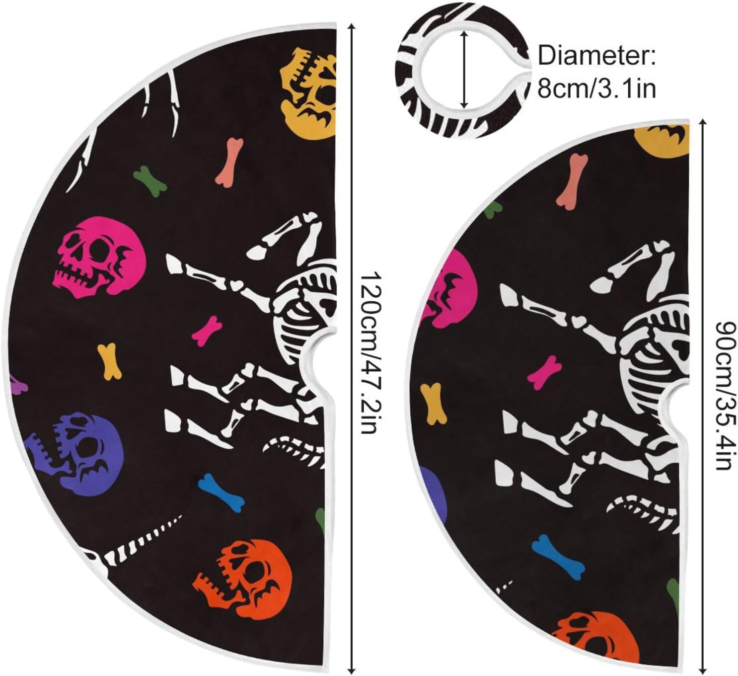Skeleton Pegasus Horn Christmas Treeskirt, Tree Skirt Decorations, 35.4 in Christmas Tree Skirts Washable, Tree Skirt Merry Christmas