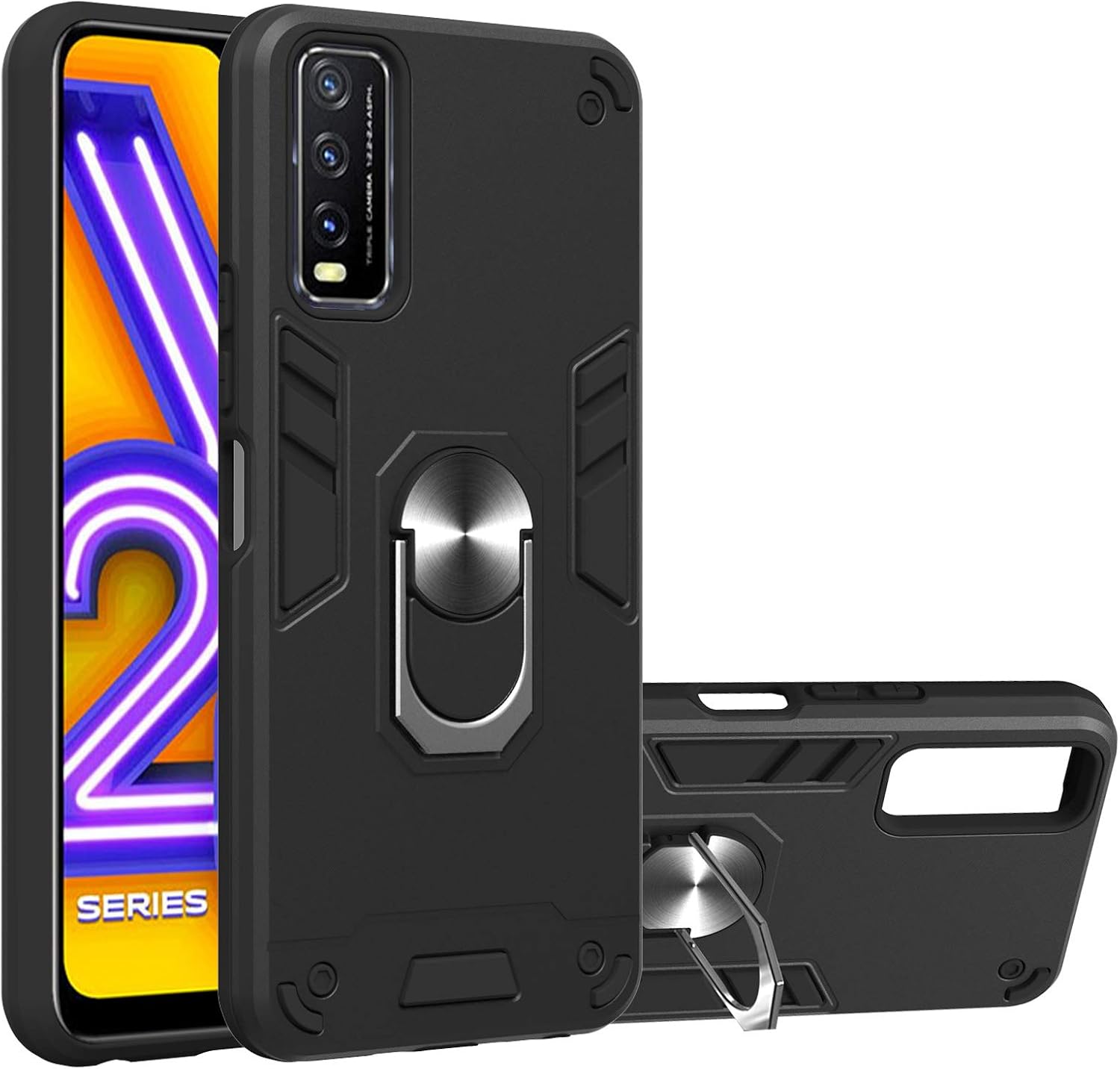 Funda compatible con Vivo Y21s 4G, anillo integrado con soporte magnético compatible con Vivo Y33s 4G  Y21 4G funda 2 en 1 a prueba de golpes, color