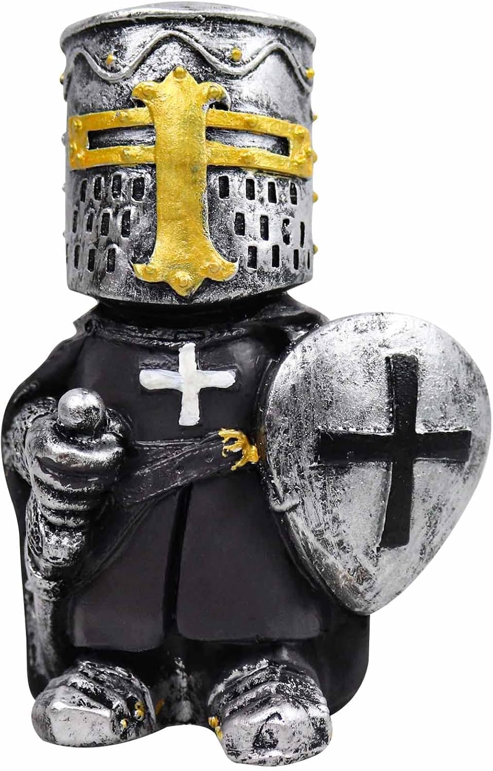 nezababy 8 piezas de gnomos de caballero guardia de jardín, decoración medieval Wee Crusader Battle Swordsman Fighting Outdoor Figurines Lawn Decor