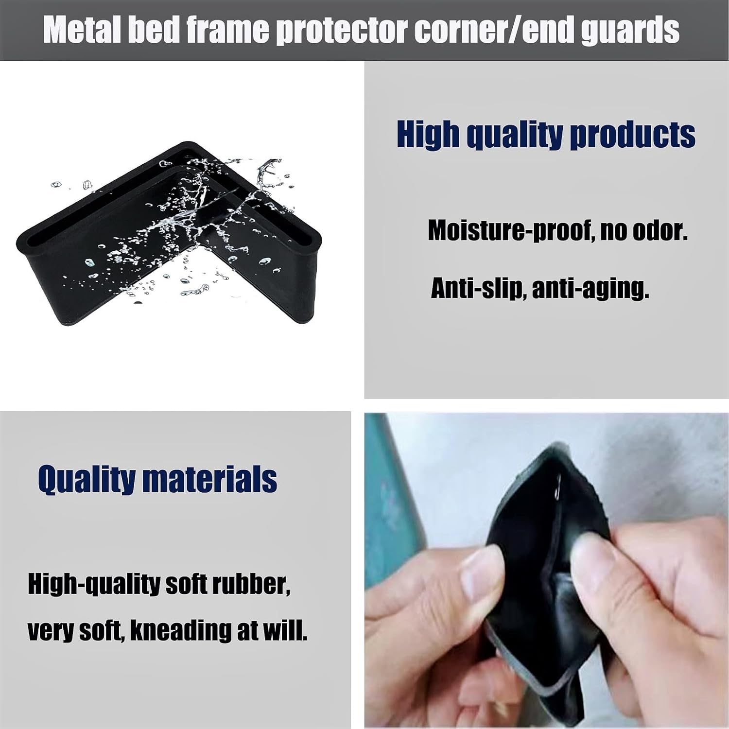 Protector de marco de cama Guards 1-12 “x 1-12” Borde esquina End CoversCaps Bed Frame Caps