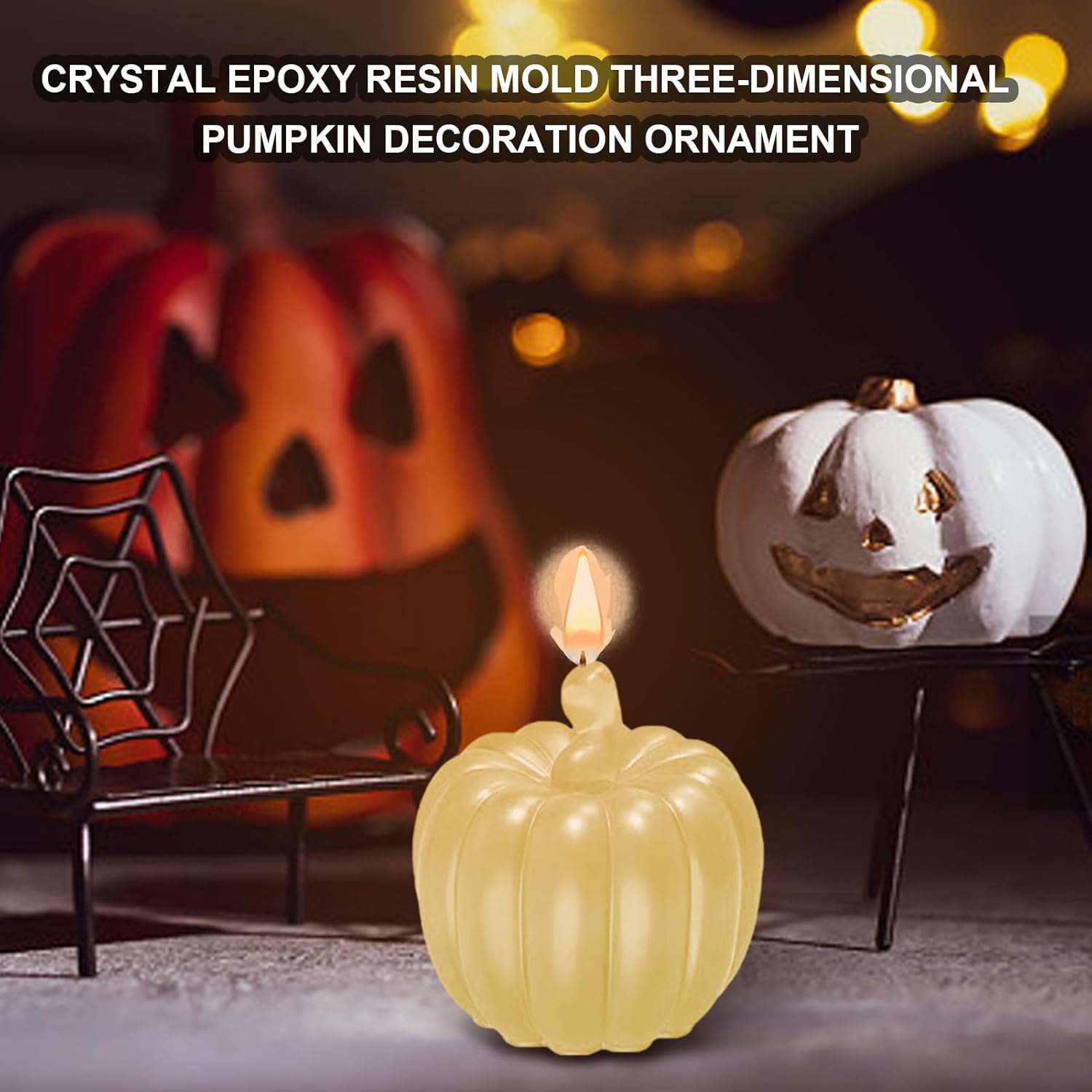 Molde de resina de calabaza, moldes de silicona para velas de Halloween, molde de fundición de resina de silicona, molde de silicona para decoración
