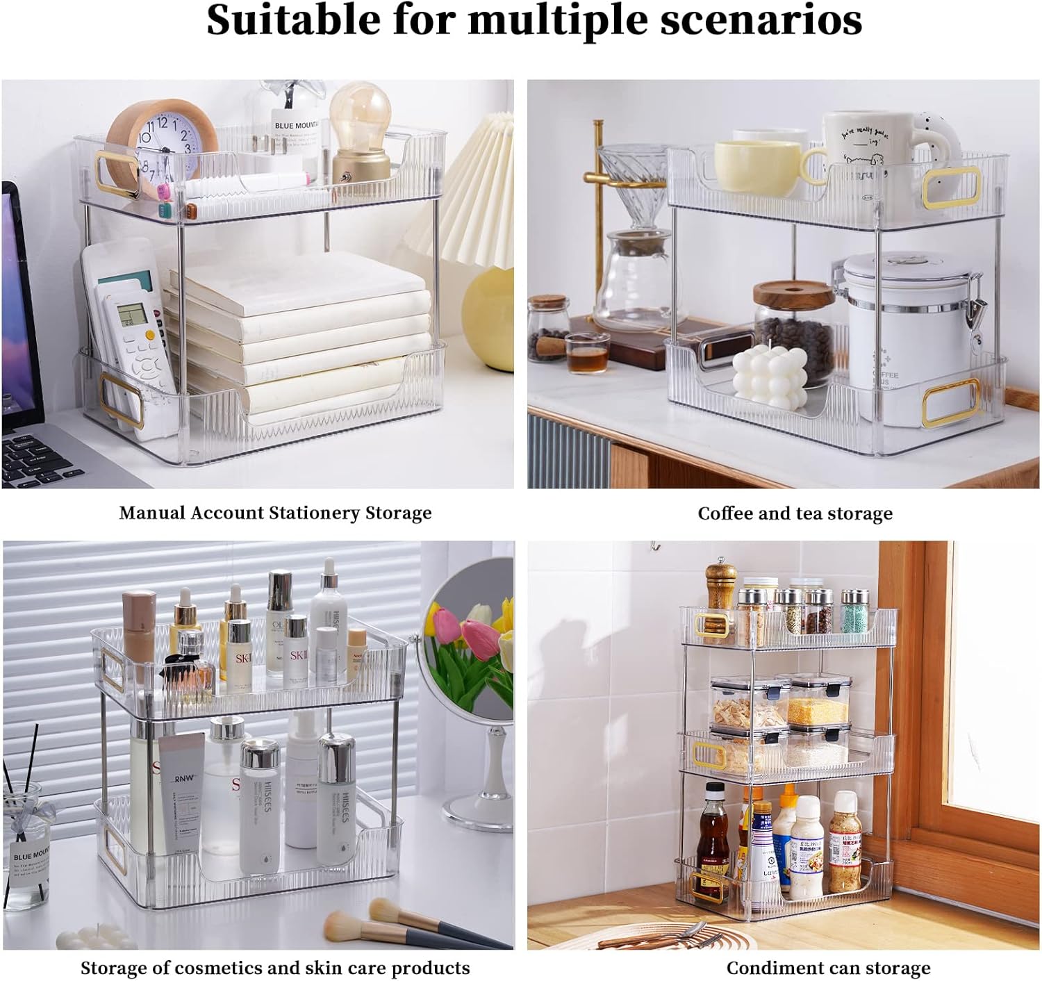 Organizador de encimera de baño de 2 niveles, organizador de cosméticos para el cuidado de la piel para perfumes, organizadores de baño y