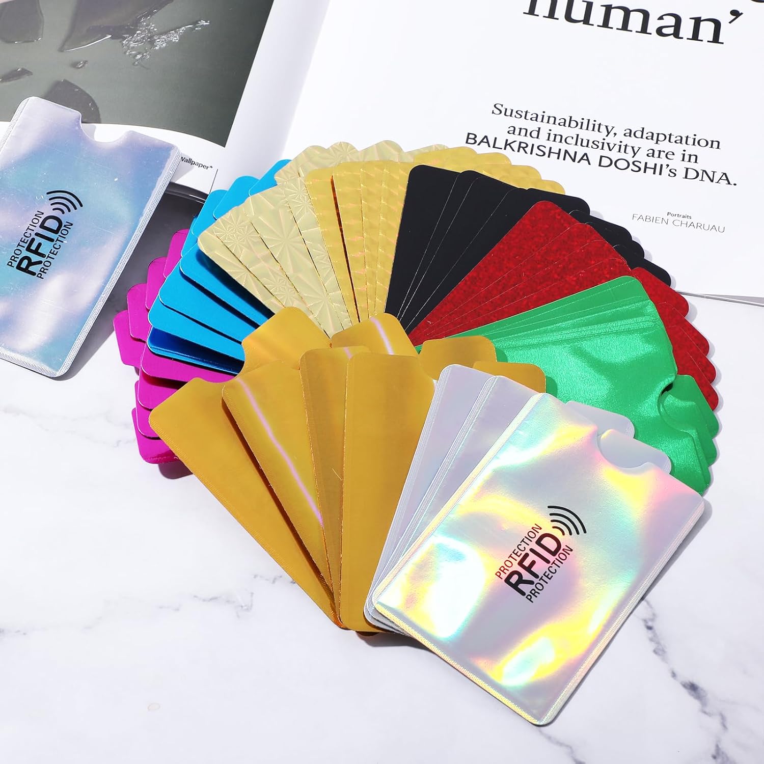Colorido portatarjetas RFID, mangas de bloqueo RFID, fundas para tarjetas de crédito, juego de fundas RFID para tarjetas de identidad para mujeres y