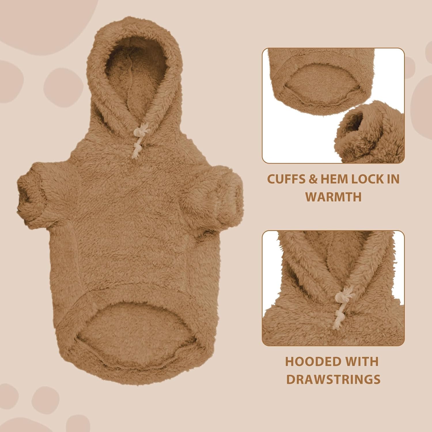 Suéteres mullidos para perros pequeños, ropa para perro, ropa para perro, abrigos, suaves, acogedores, sudadera con capucha de forro polar para