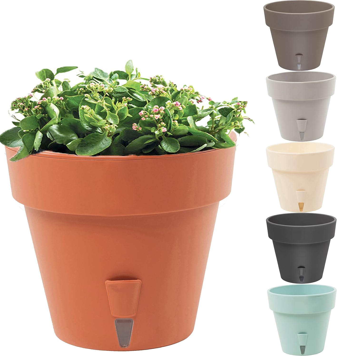 DECOPOTS – Maceta de riego automático – 9.2 pulgadas de diámetro – Interior y exterior con riego inferior e indicador de nivel de agua (9.2