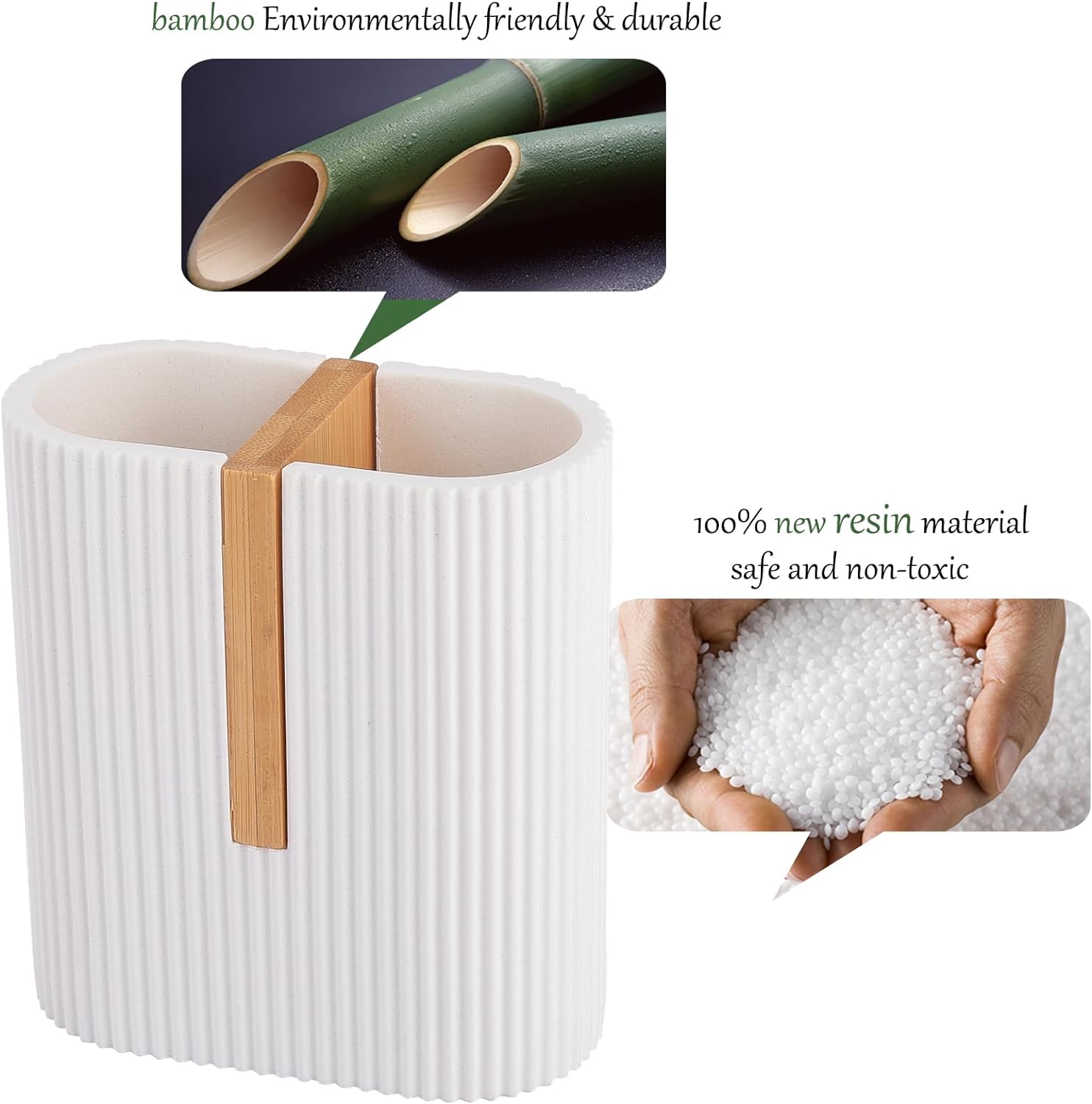 rejomiik Soporte para cepillos de dientes blanco mate, soporte eléctrico para cepillos de dientes para baños, cepillo de dientes de bambú y