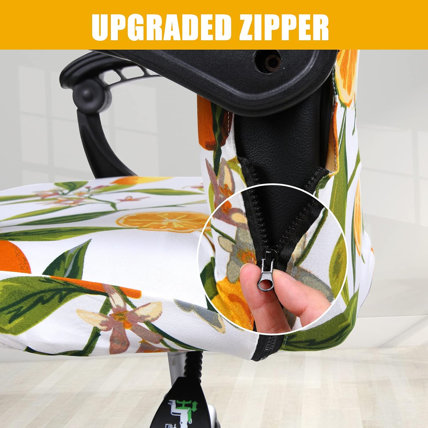 smiry – Funda protectora para silla de oficina, cubierta estampada y elástica para silla giratoria, removible, lavable y resistente al polvo con