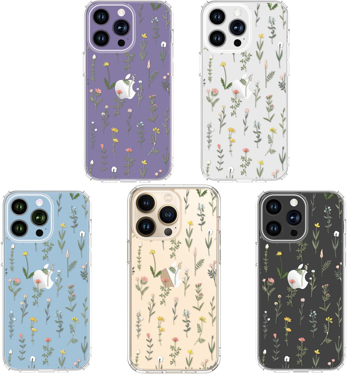 ICEDIO Funda para iPhone 15 Pro con protector de pantalla, transparente y con patrones modernos de moda, diseñada para niñas y mujeres, funda