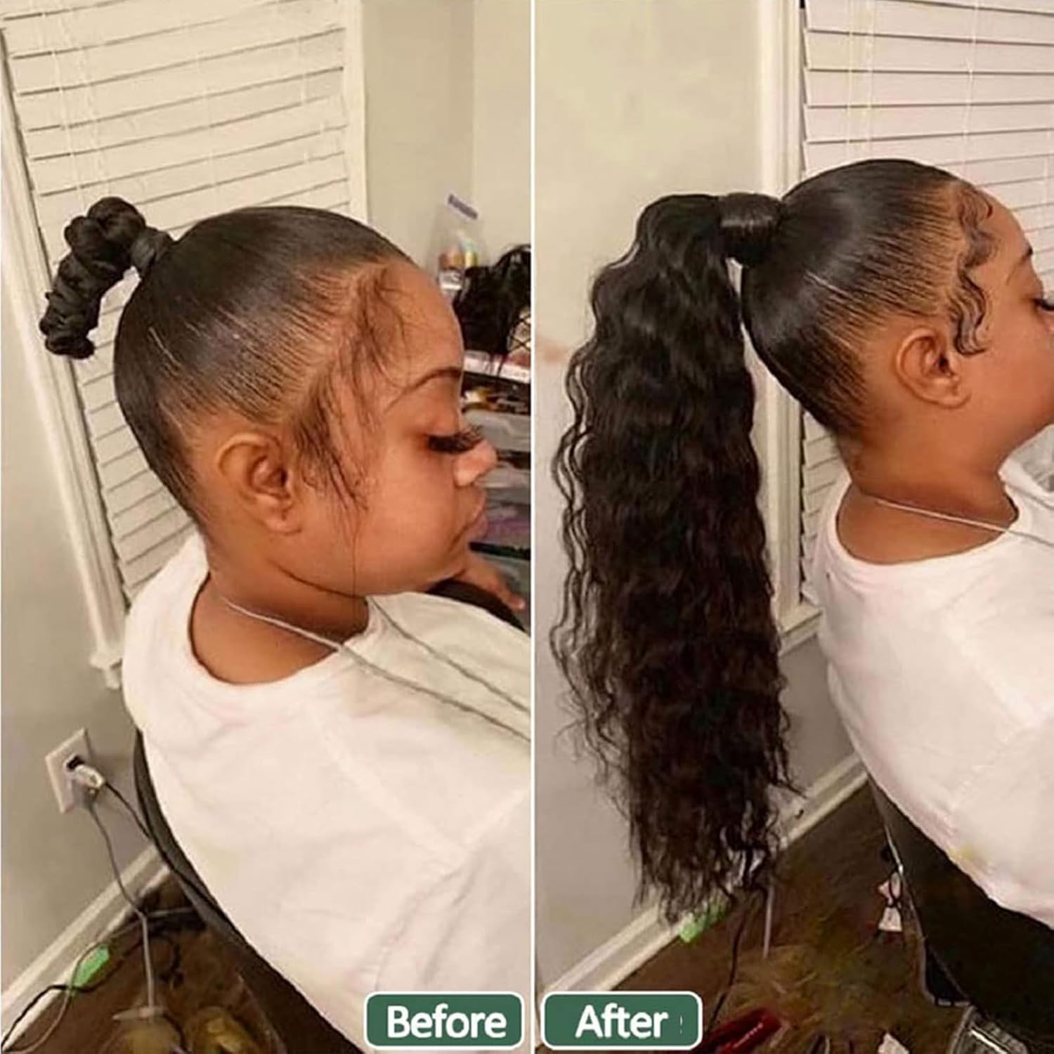 Extensión de cola de caballo de cabello humano, onda de agua, pasta mágica, ondulado, natural, coleta de caballo rizada 100% real, extensiones de