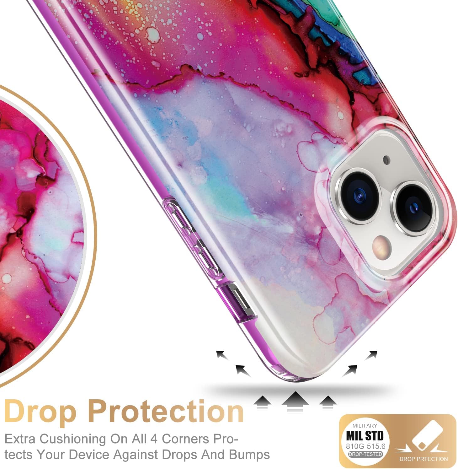Esdot Funda para iPhone 15 con protector de pantalla integrado, funda duradera con diseños de moda para mujeres y niñas, elegante funda protectora