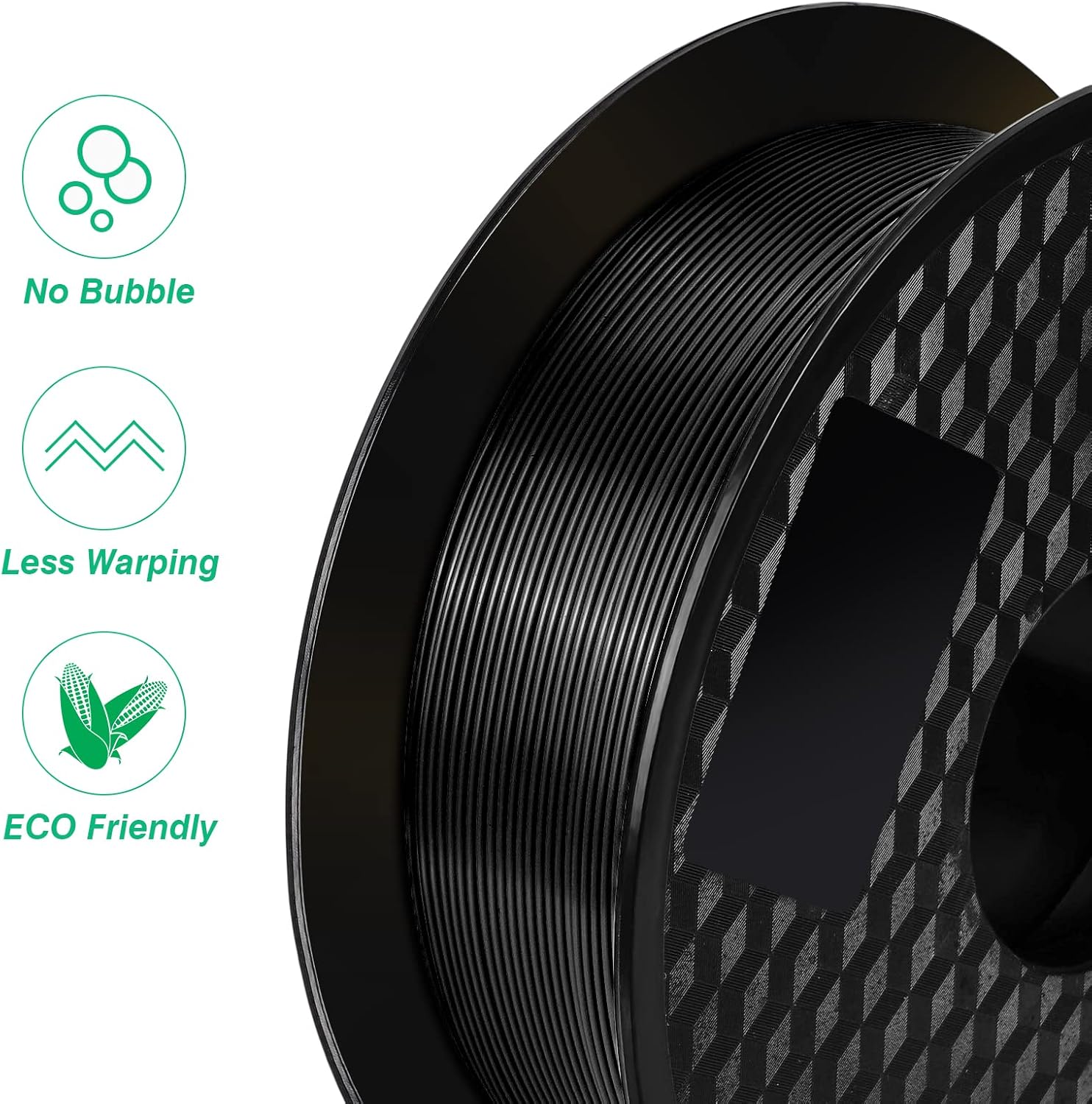 Kingroon PLA – Filamento para impresora 3D, 10 rollos, precisión dimensional +- 0.001 in, carrete de 22 libras (22 libras), 0.069 in, color negro