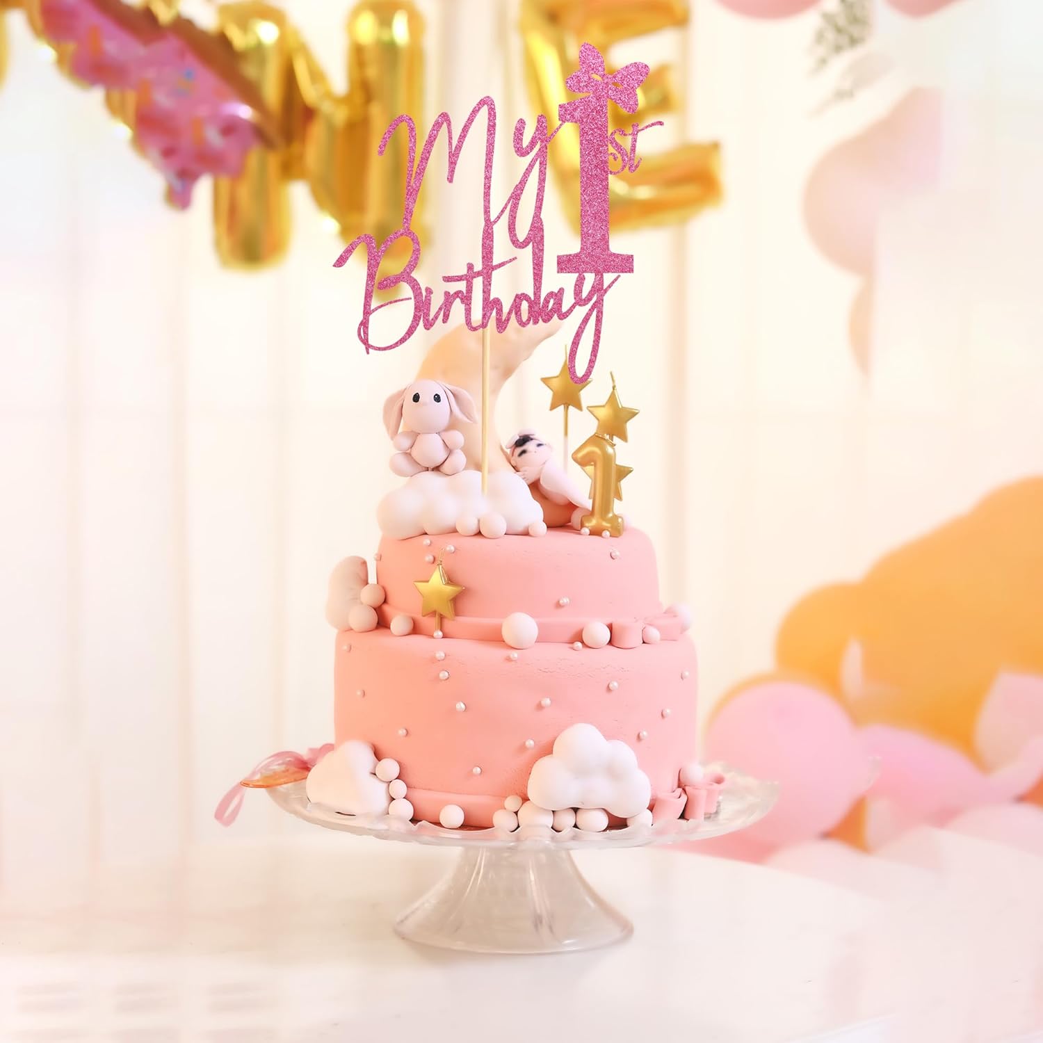 Arthsdite Decoración para pastel de primer cumpleaños, decoración de pastel de Miss Onederful, decoraciones de fiesta de primer cumpleaños para
