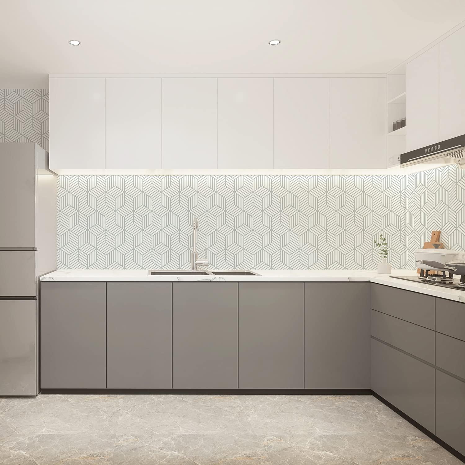 YAMANGU Papel tapiz geométrico extraíble para despegar y pegar, papel adhesivo autoadhesivo para reacondicionamiento de muebles y decoración del