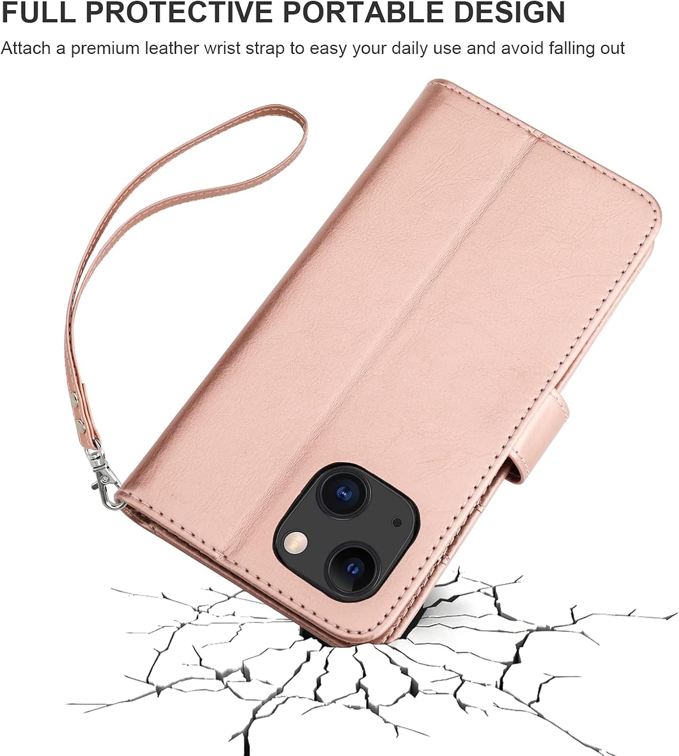 Bocasal Funda tipo cartera desmontable para iPhone 13 con bloqueo RFID, ranuras para tarjetas, soporte de piel sintética de alta calidad, soporte