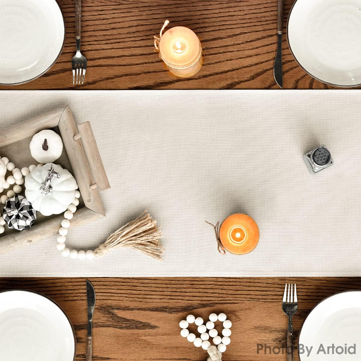 Artoid Mode Aqua Hello – Camino de mesa de otoño con hojas de calabaza, decoración de mesa de comedor de cocina de otoño de temporada para