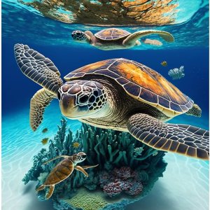 Champi Kit de pintura de diamantes para adultos, arte de diamantes de animales de tortuga marina para niños, arte de diamantes de coral de animales Champi Kit de pintura de diamantes para adultos, arte de diamantes de animales de tortuga marina para niños, arte de diamantes de coral de animales