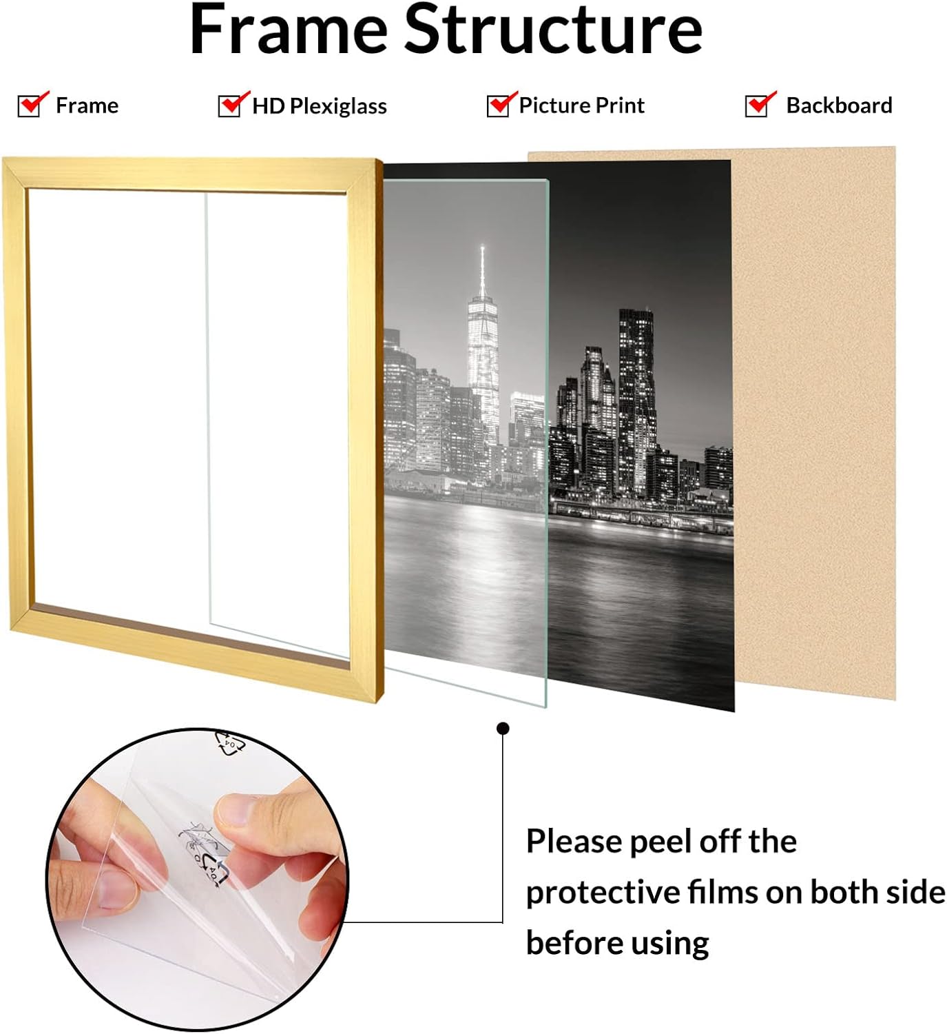 Annecy Portarretratos dorado de 5 x 7 pulgadas (1 unidad), marco de fotos de 5 x 7 pulgadas para decoración de pared o escritorio, estilo clásico