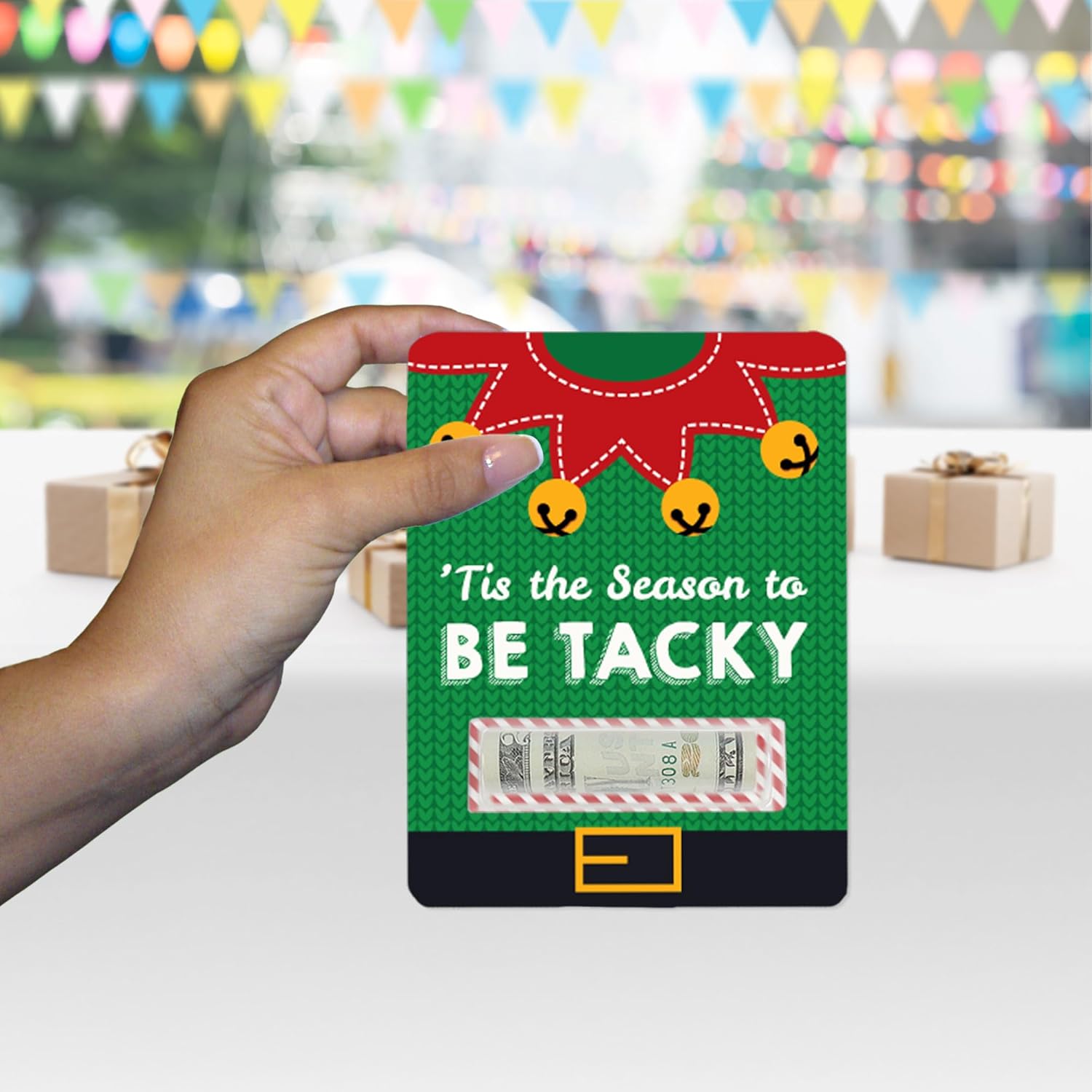 Big Dot of Happiness Suéter feo  Regalo surtido de bricolaje para fiestas de Navidad y Navidad  Tarjetas de dinero divertidas  Juego de 6