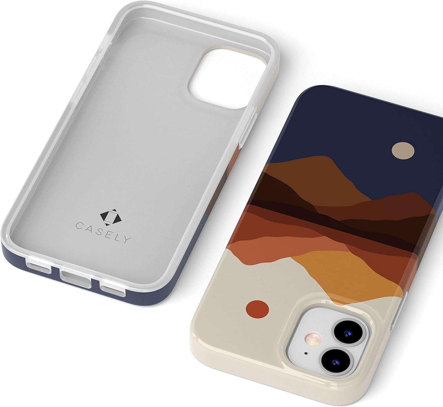 Casely Funda para iPhone 11  Los opuestos se atraen  Funda de montaña de bloque de color de día y noche