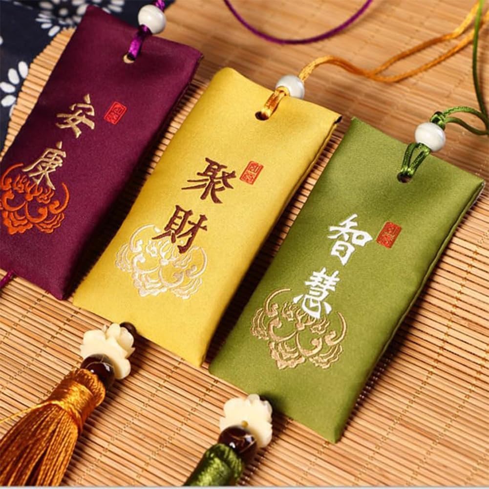 Bolsa de sal espiritual, sal espiritual con bolsita, collar budista espiritual de la bolsa de la sal, talismán chino clásico bolsa de sal espiritual