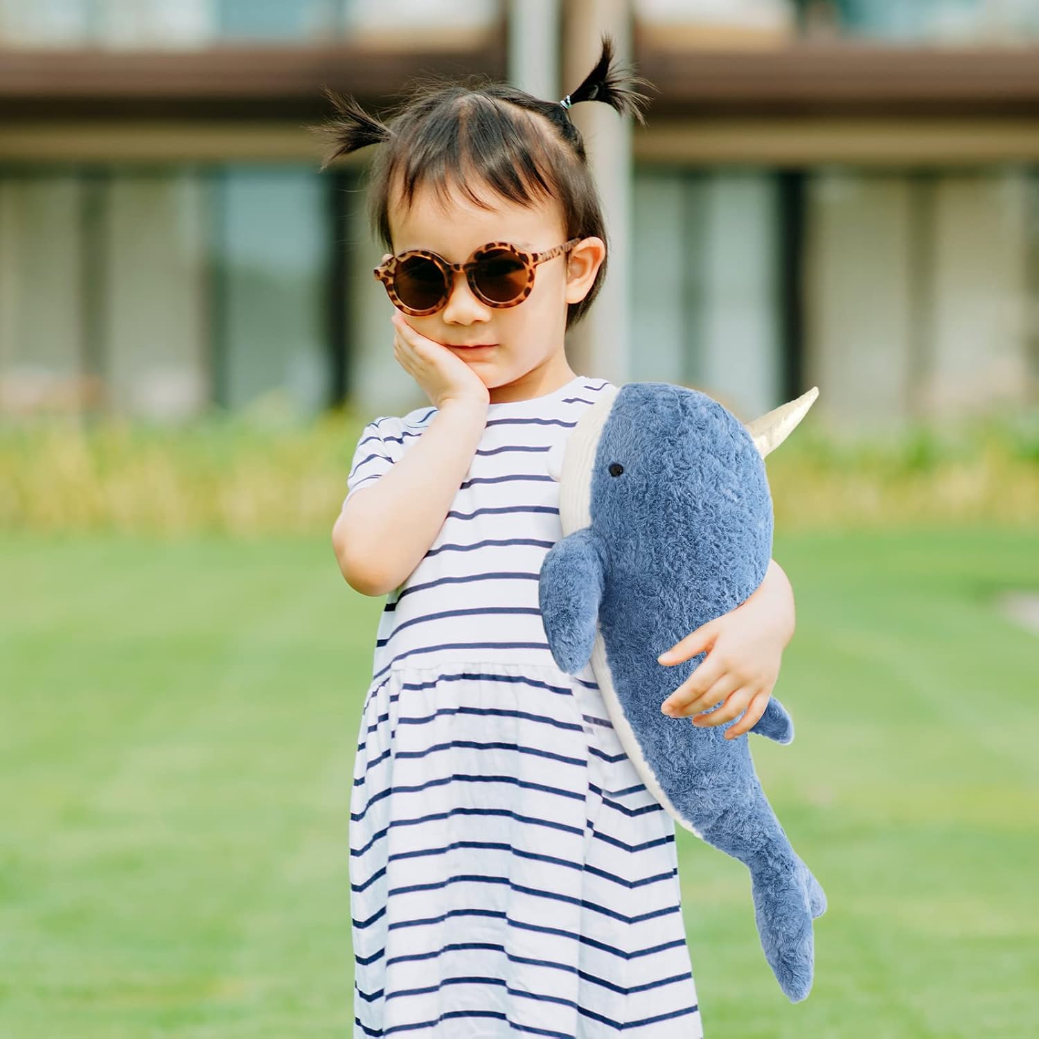 Lopbraa Ballenas de tiburón – Animal de peluche de ballena de peluche, regalo para niños, familia, cumpleaños, Navidad (ballena, 35.5 pulgadas)