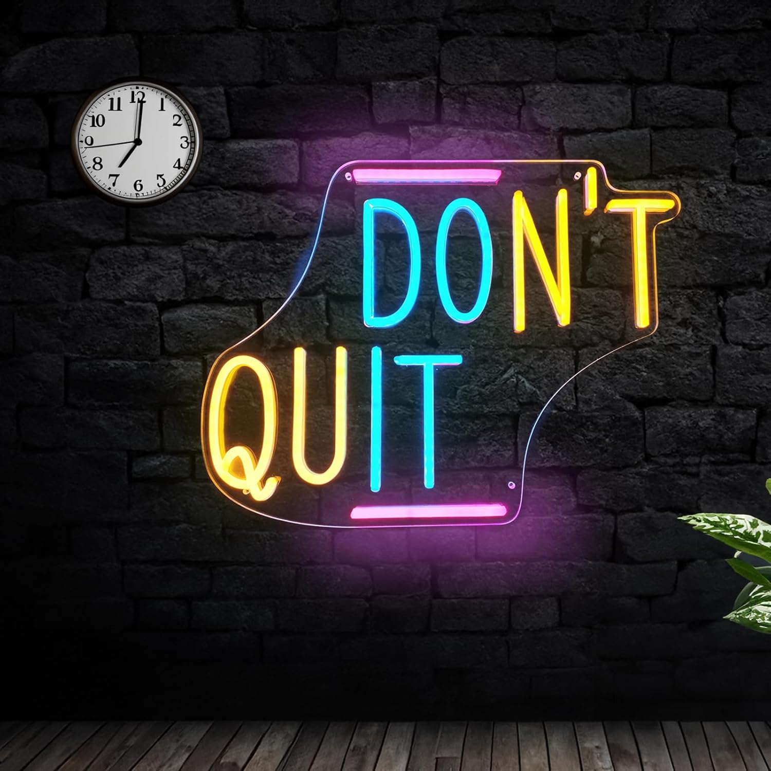 Letrero LED de neón con texto en inglés “Don’t Quit”, fuente de alimentación USB con interruptor de ajuste continuo, luces de neón, decoración de