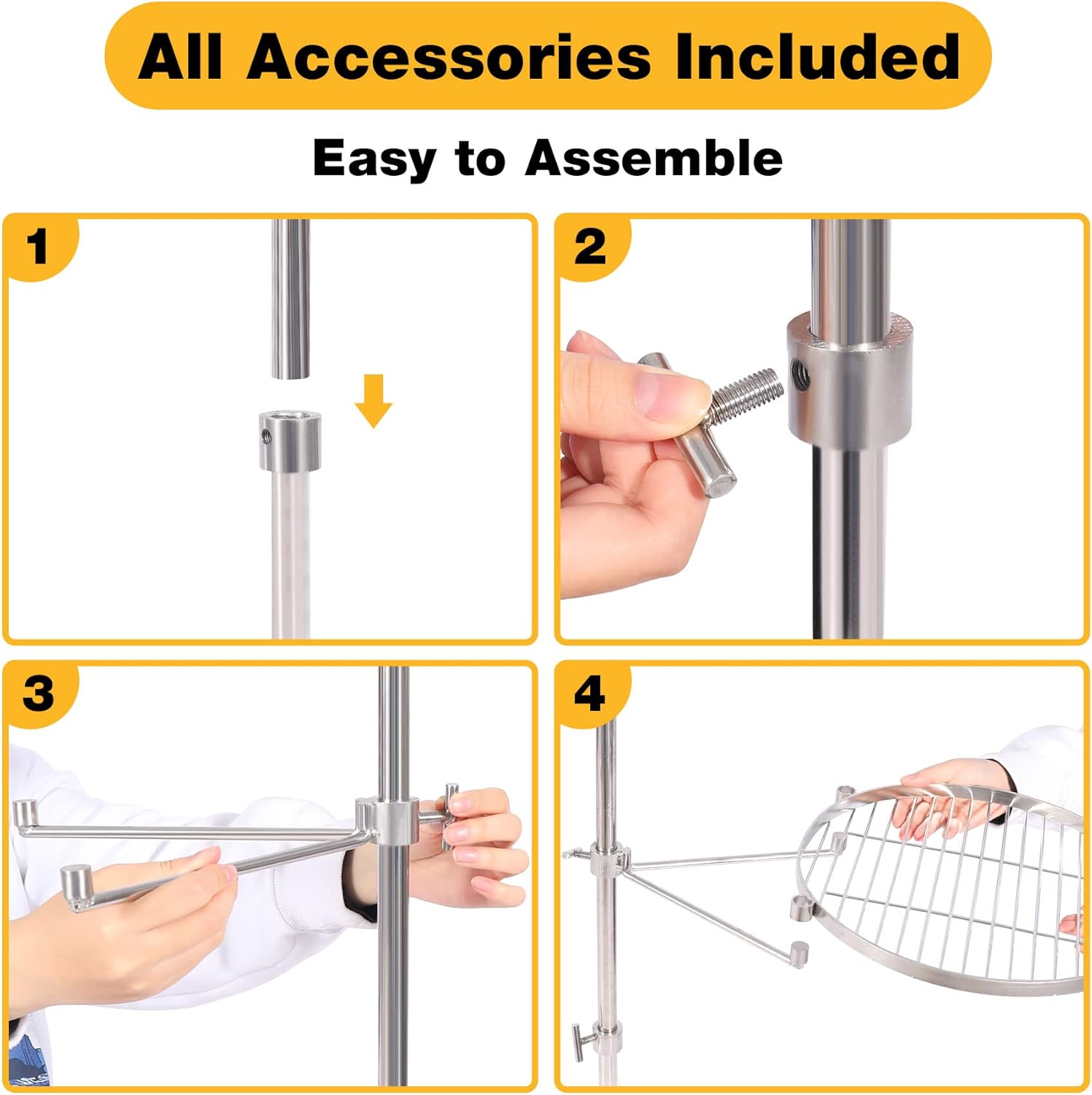REDCAMP Parrilla giratoria para fogata con base resistente, parrilla portátil de acero inoxidable para barbacoa al aire libre para cocinar con llama