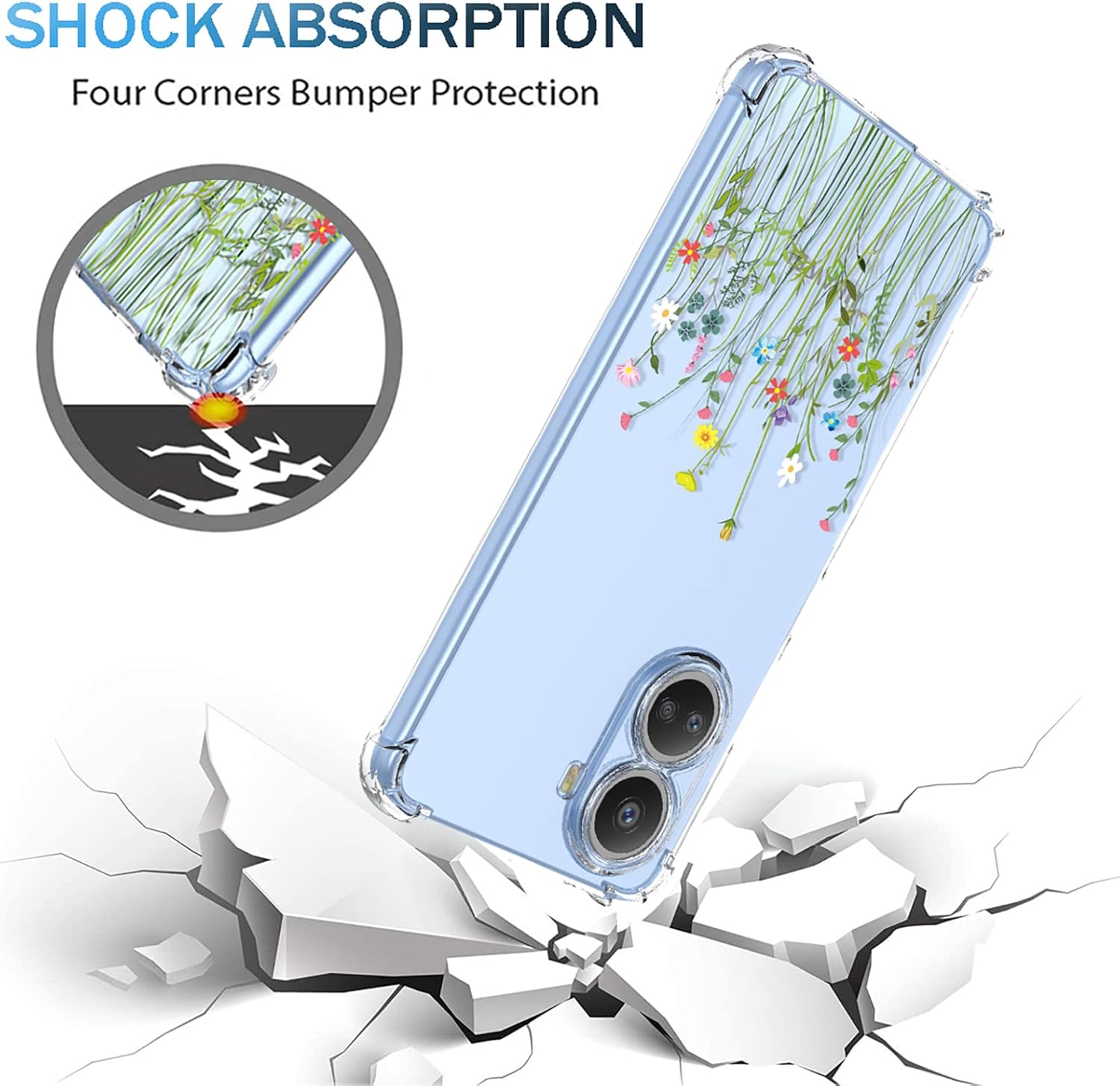 OEURVQO Funda transparente para Huawei Nova 10 SE, diseño floral suave, TPU a prueba de golpes, antiarañazos, funda protectora para Huawei Nova 10