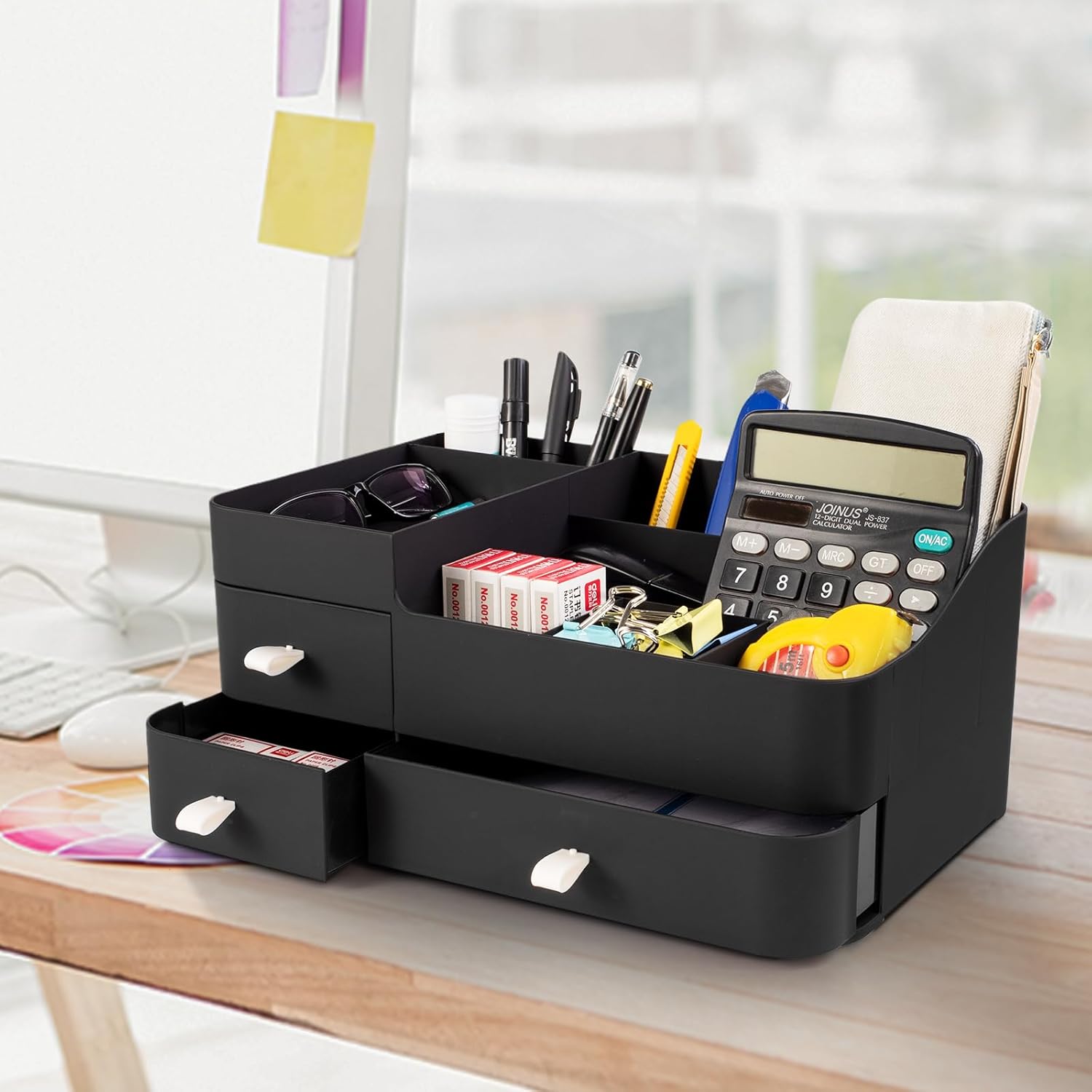 Organizador de maquillaje para tocador, organizador grande de encimera con cajones, almacenamiento de cosméticos para el cuidado de la piel,