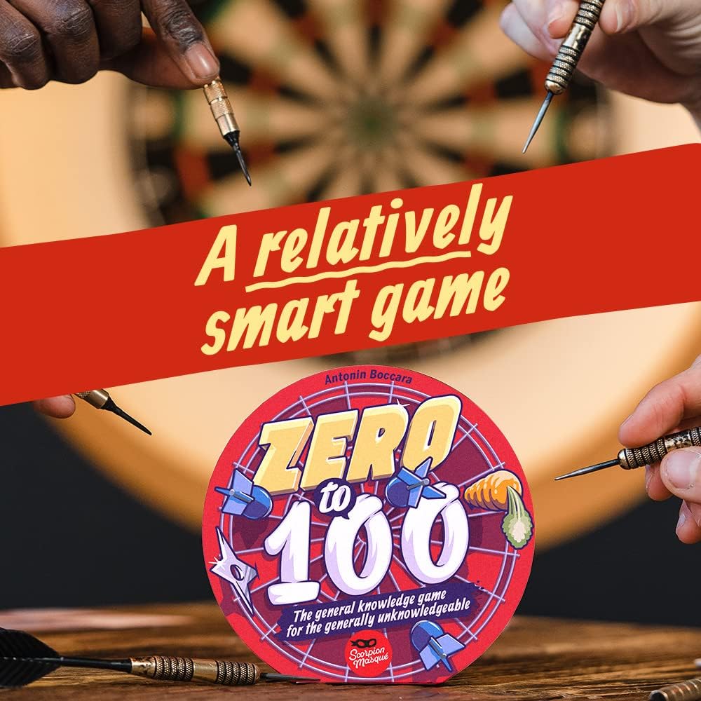 Scorpion Masqué Zero to 100  Juego de trivia para fiestas  Divertido juego familiar  Juegos de viaje  2 a 12 jugadores  15 minutos