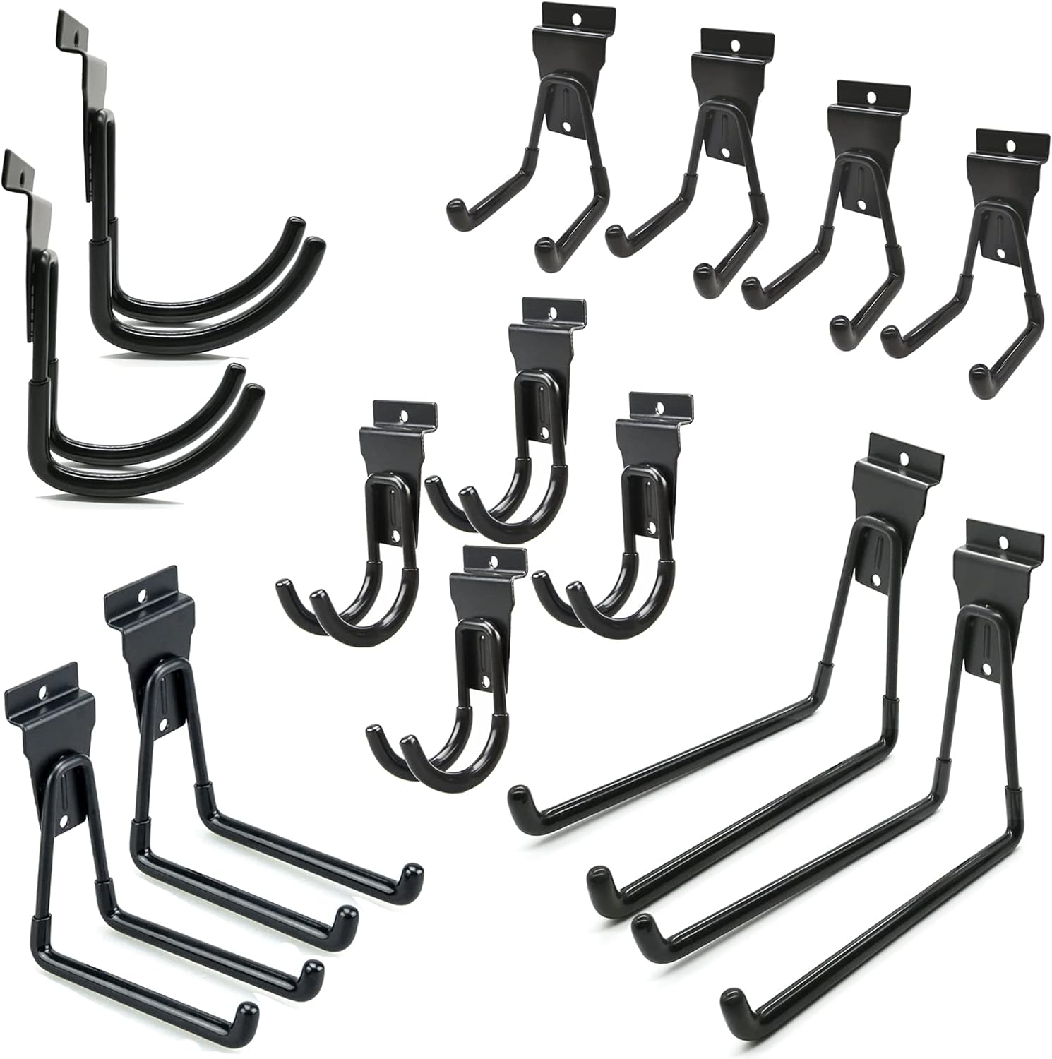 Slatwall – Ganchos para colgar en la pared, accesorios de Slatwall para garaje, ganchos y ganchos de varios tamaños, paquete de 14