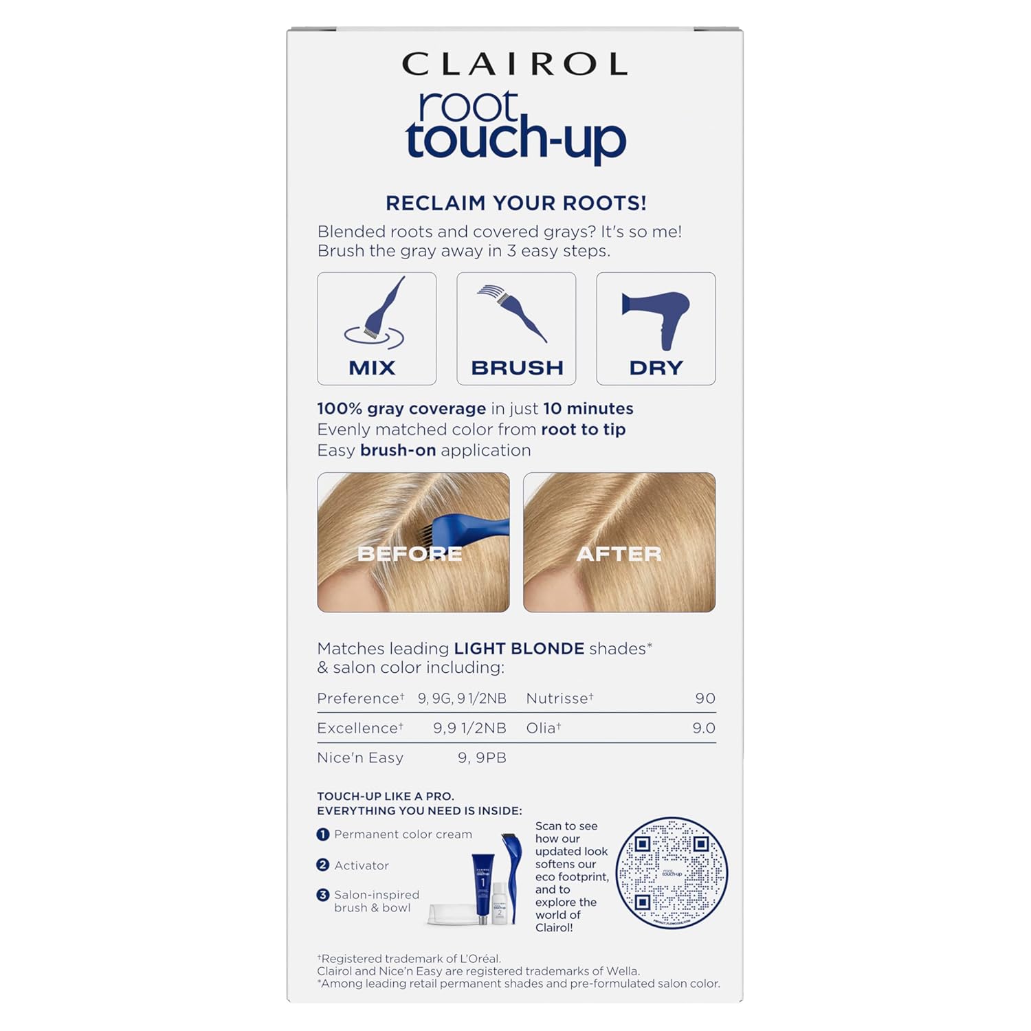 Clairol Root Touch-Up de Nice’n Easy – Tinte permanente para el cabello, color rubio claro 9, paquete de 1 unidad