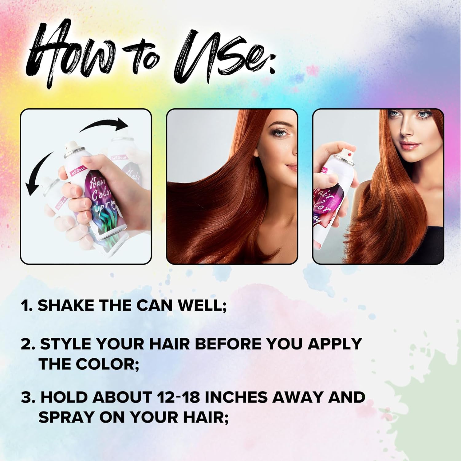 Un solo uso en aerosol para el cabello blanco, tinte temporal para cabello loco, fiesta de Navidad, lavado, tinte para el cabello, 1 día, lavable,