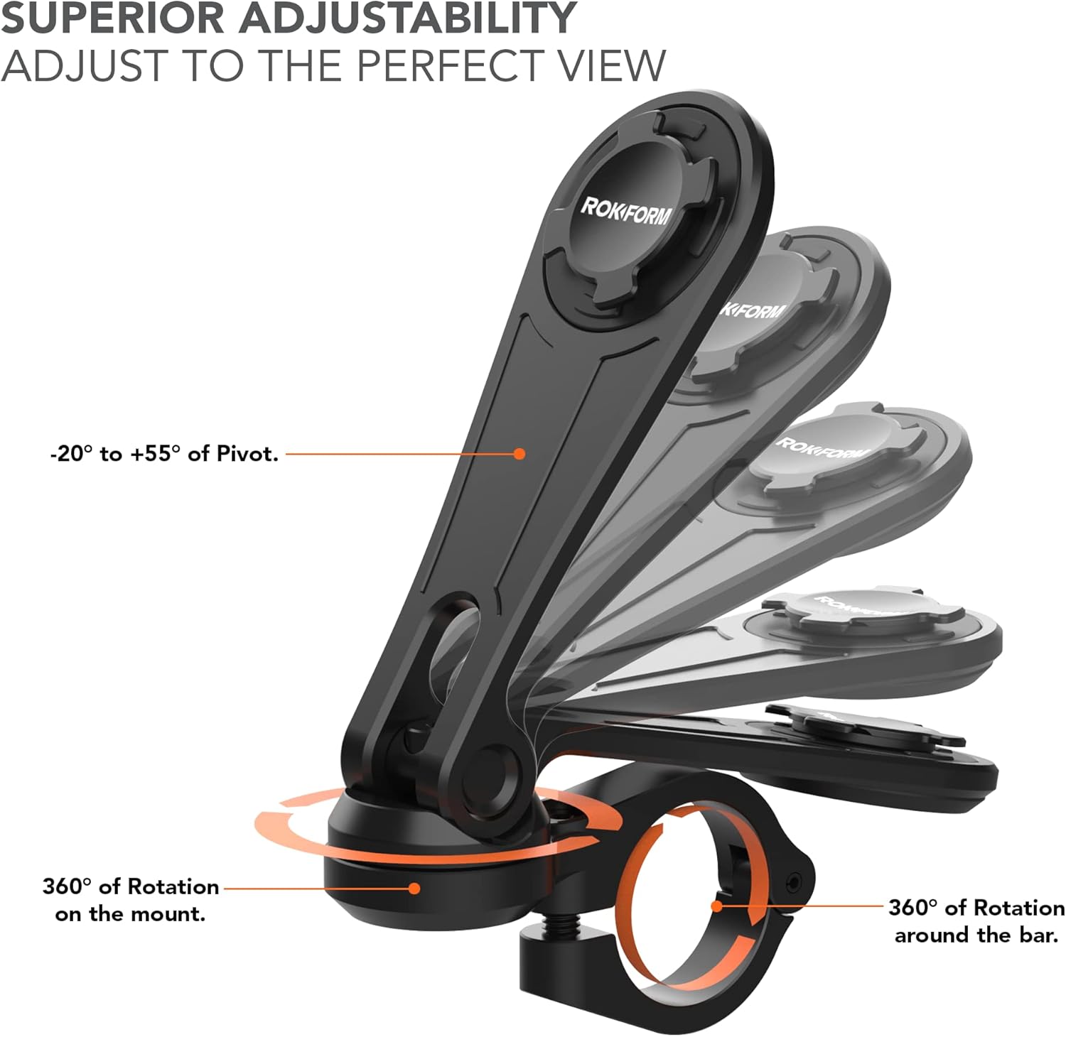 Rokform – Funda resistente para iPhone 13 Pro Max + soporte de teléfono para manillar de motocicleta (negro)